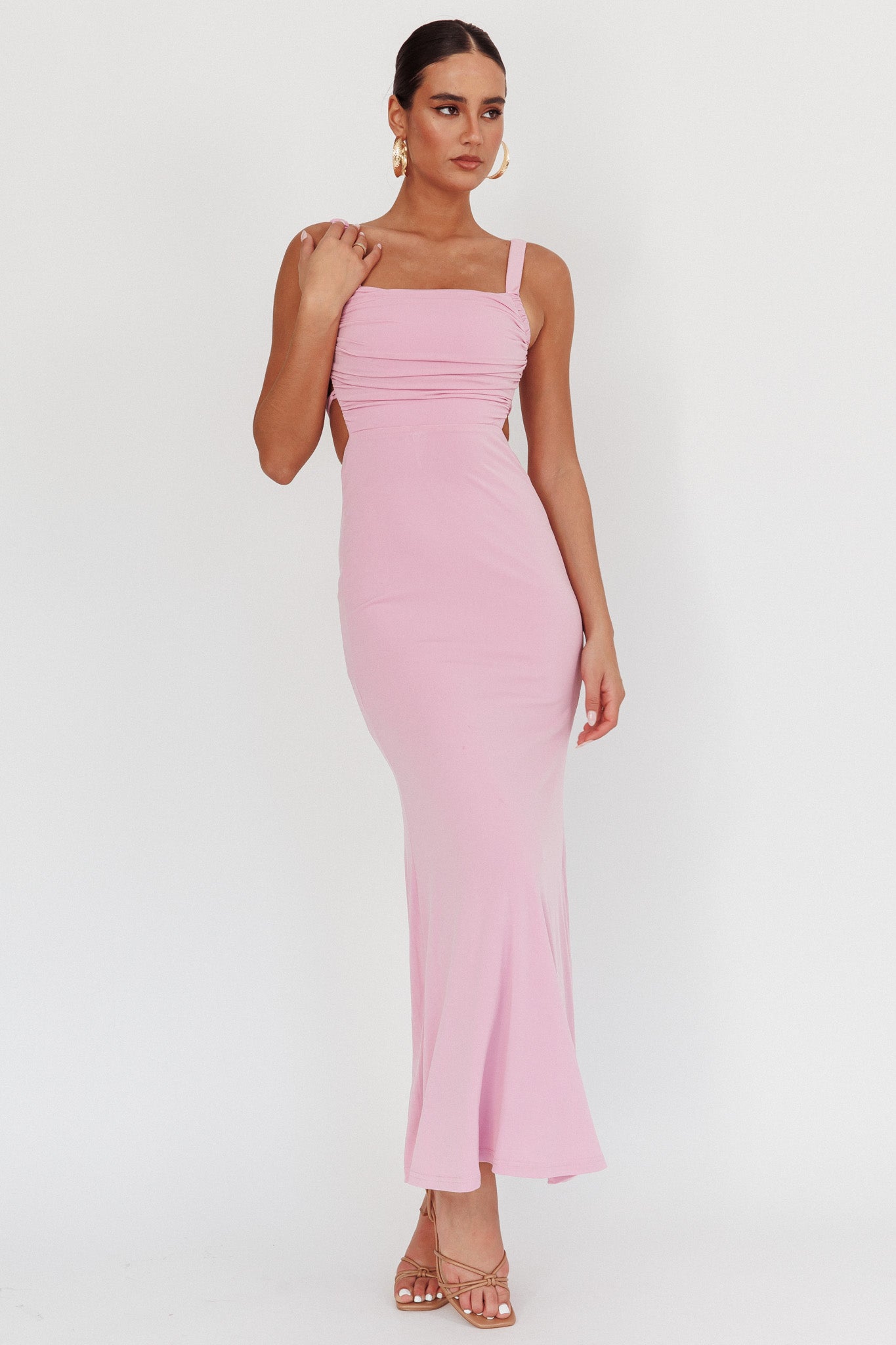 Dream Crush Lace-Up Back Maxi Dress Lilac-Maymioy