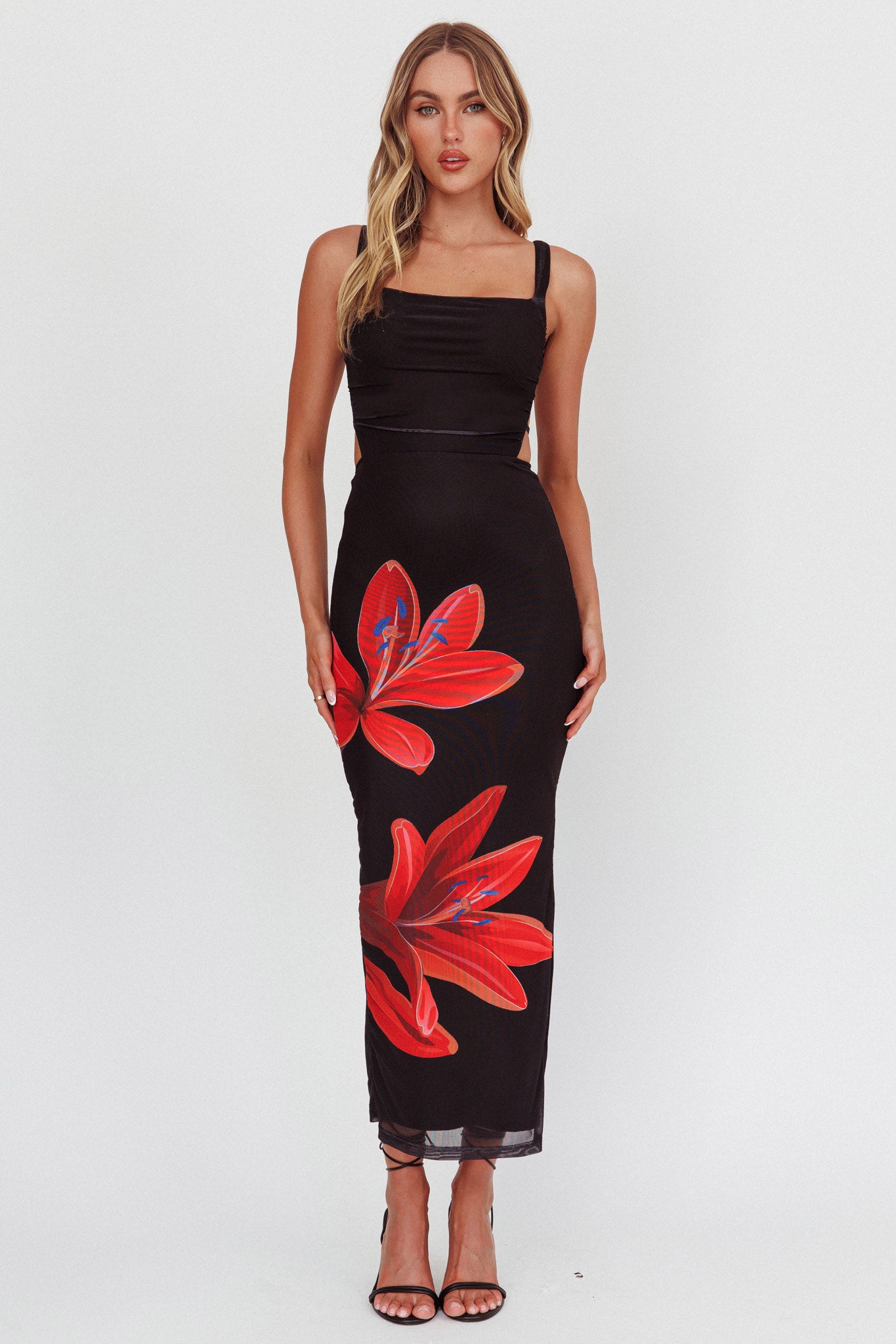 Dream Crush Lace-Up Back Maxi Dress Lily Black-Maymioy