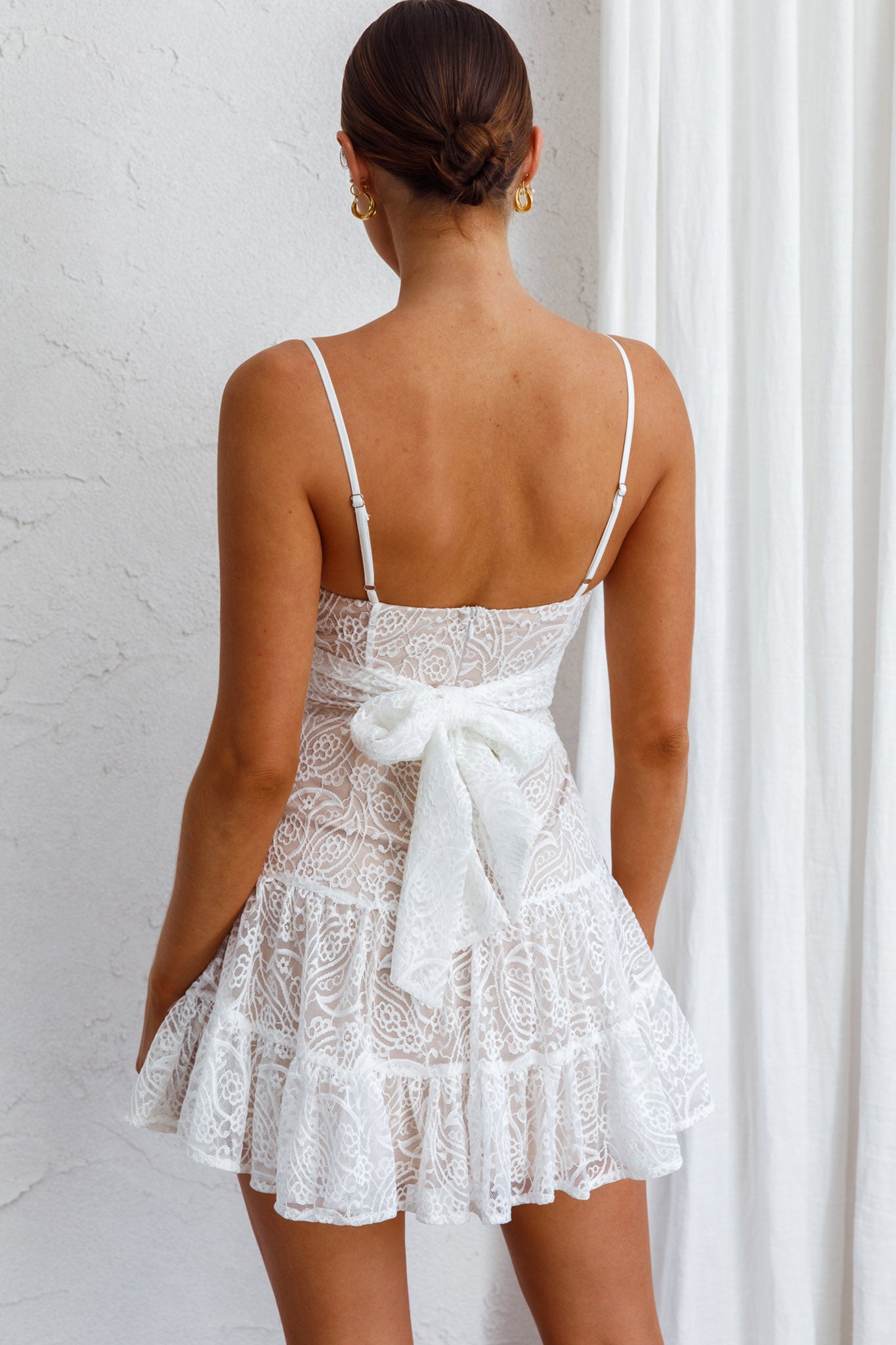 Just Like Heaven Lace Overlay Mini Dress White-Maymioy