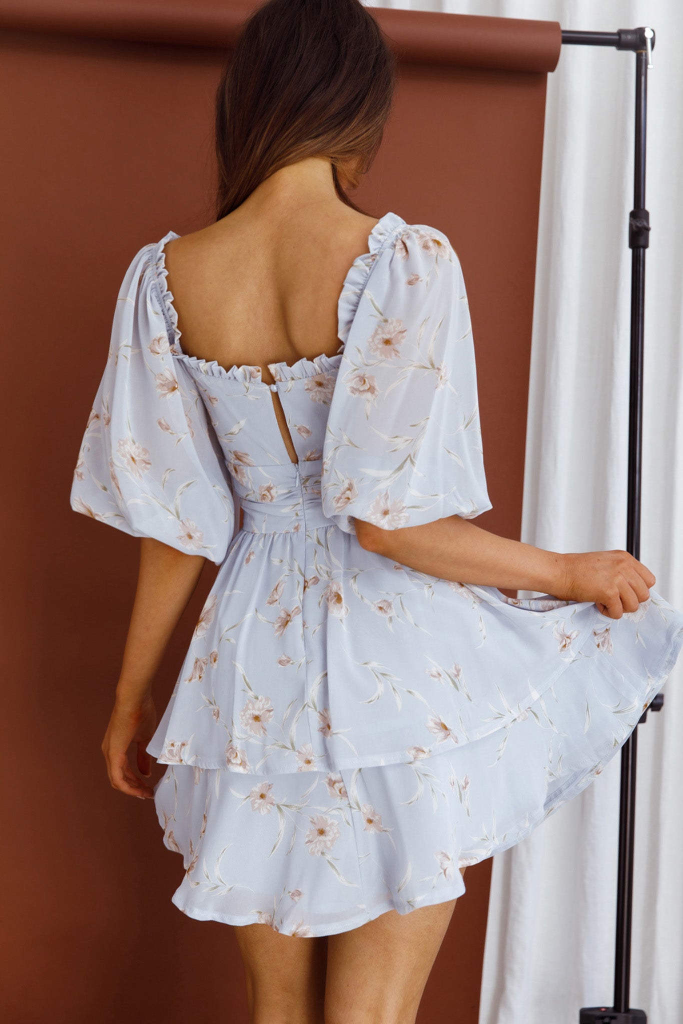Forever Bloom Off-Shoulder Mini Dress Floral Blue-Maymioy