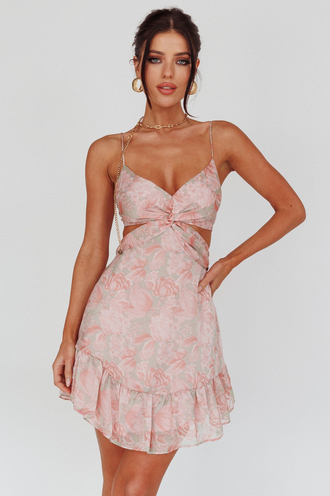 Dream Of You Twist Bodice Mini Dress Rose-Maymioy