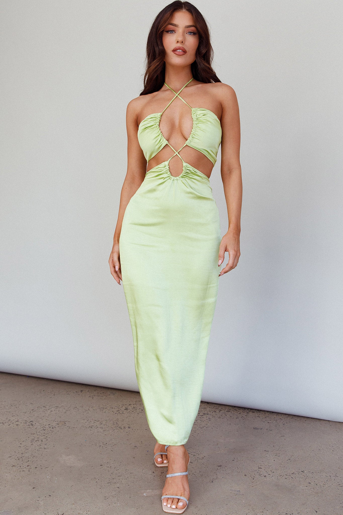 Ryana Cut-Out Drawstring Dress Apple-Maymioy