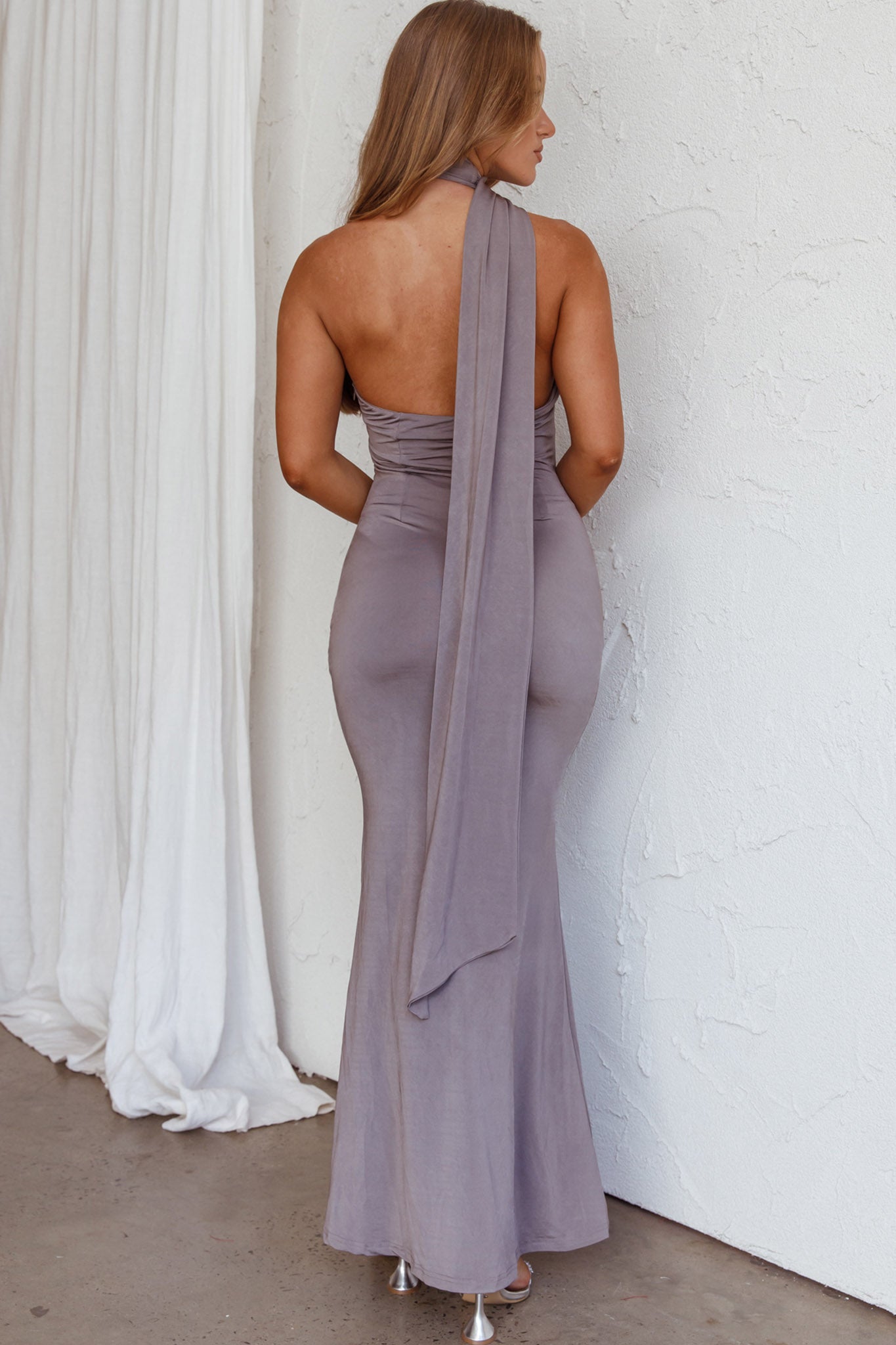 Italian Summer Keyhole Bust Maxi Dress Charcoal-Maymioy