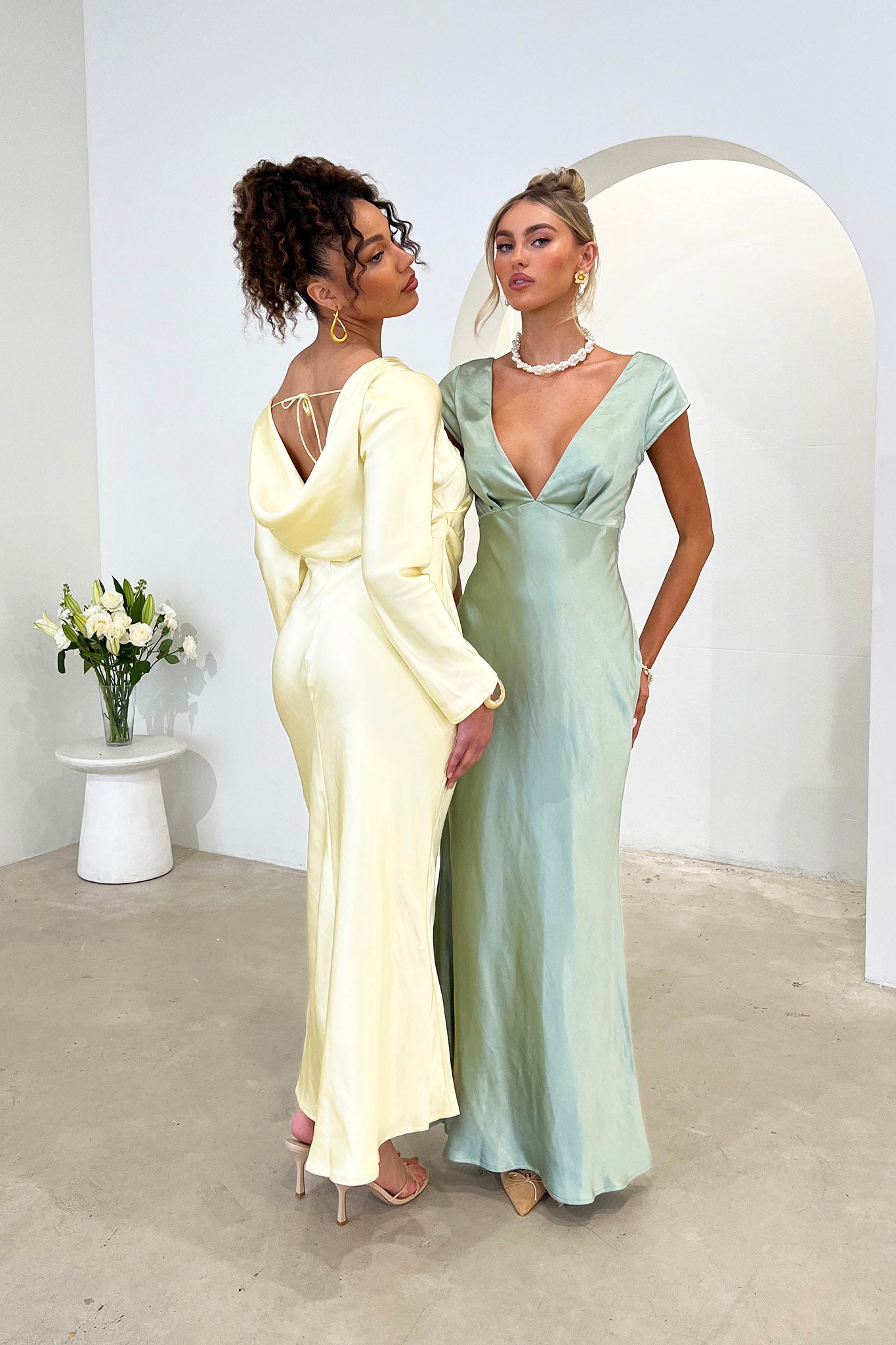 Loveland Cowl Back Midi Dress Butter-Maymioy