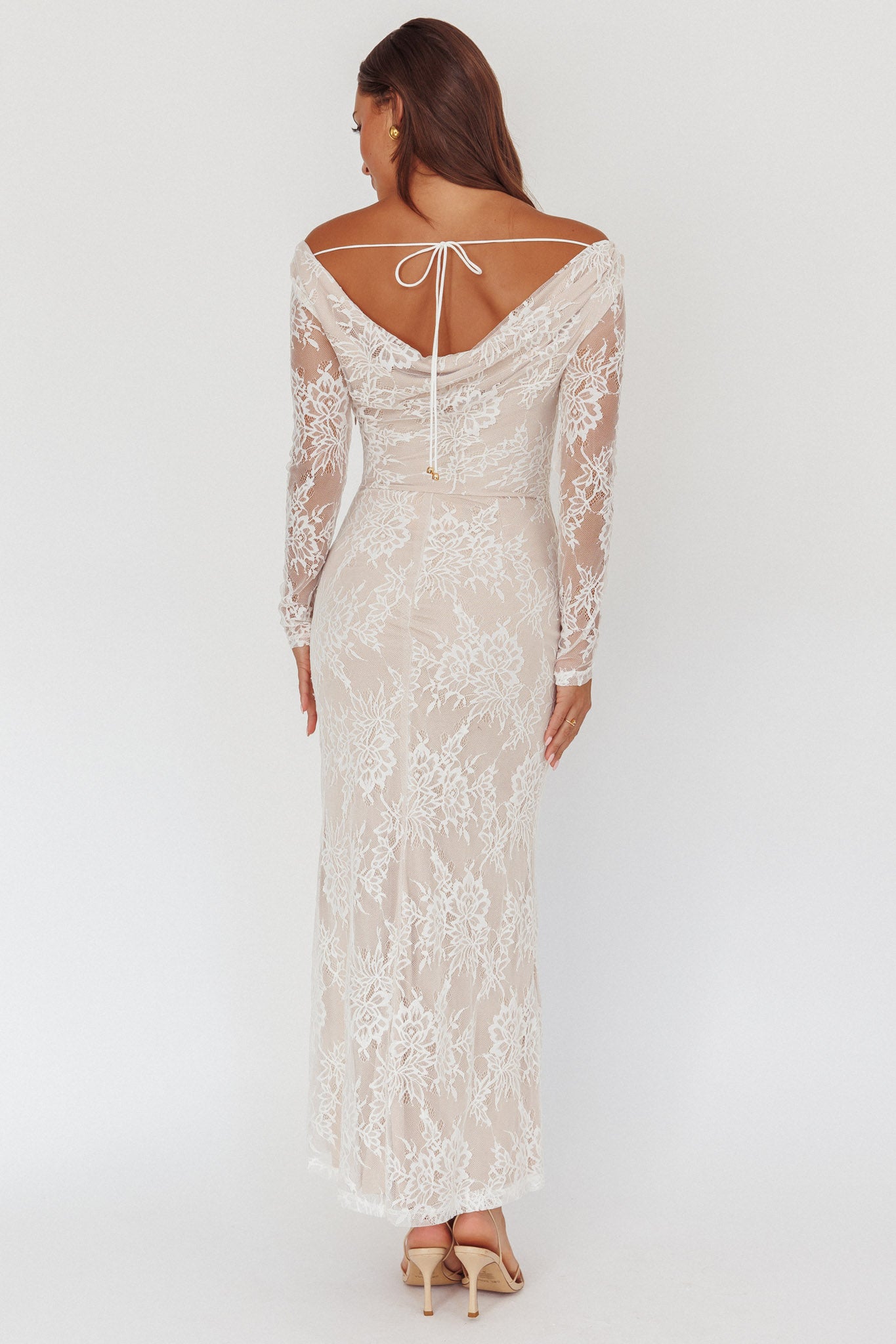 Loveland Off-Shoulder Lace Maxi Dress White-Maymioy