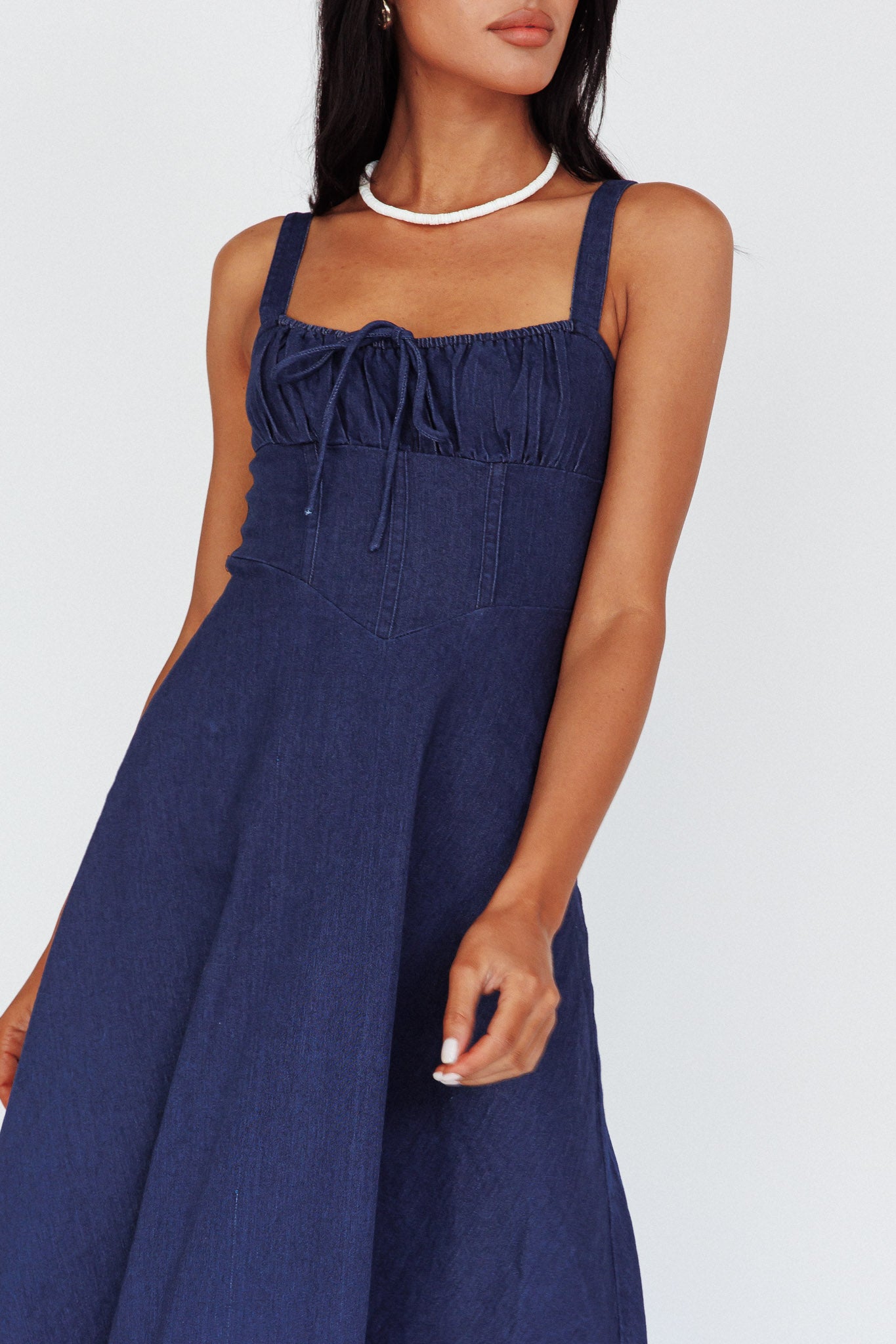 Sweet Pea Tied Bust Maxi Dress Indigo-Maymioy