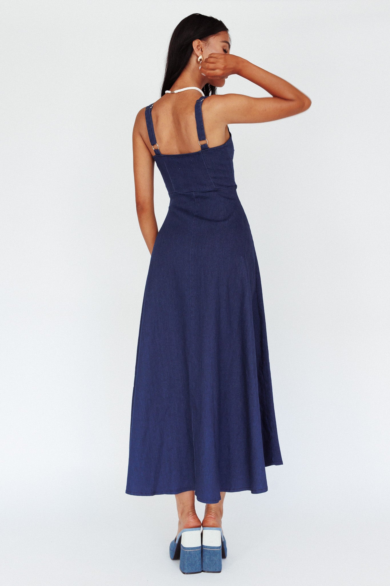 Sweet Pea Tied Bust Maxi Dress Indigo-Maymioy