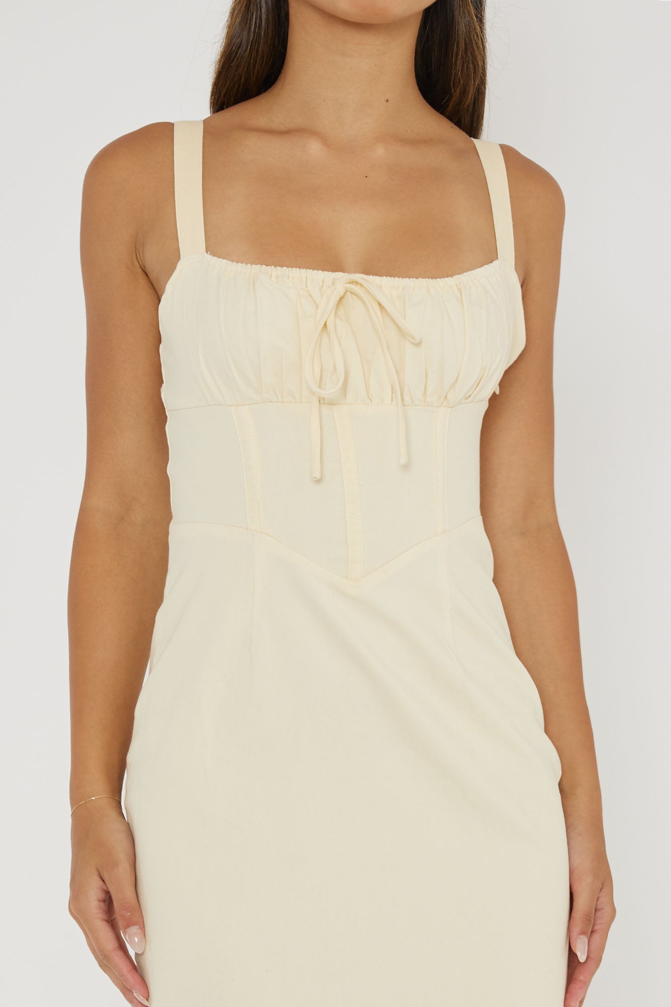 Sweet Pea Tied Bust Midi Dress Butter-Maymioy