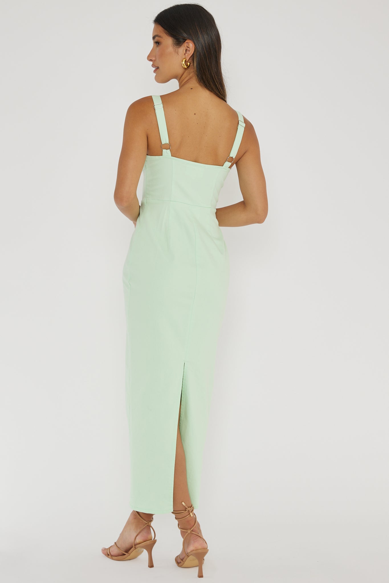 Sweet Pea Tied Bust Midi Dress Mint-Maymioy