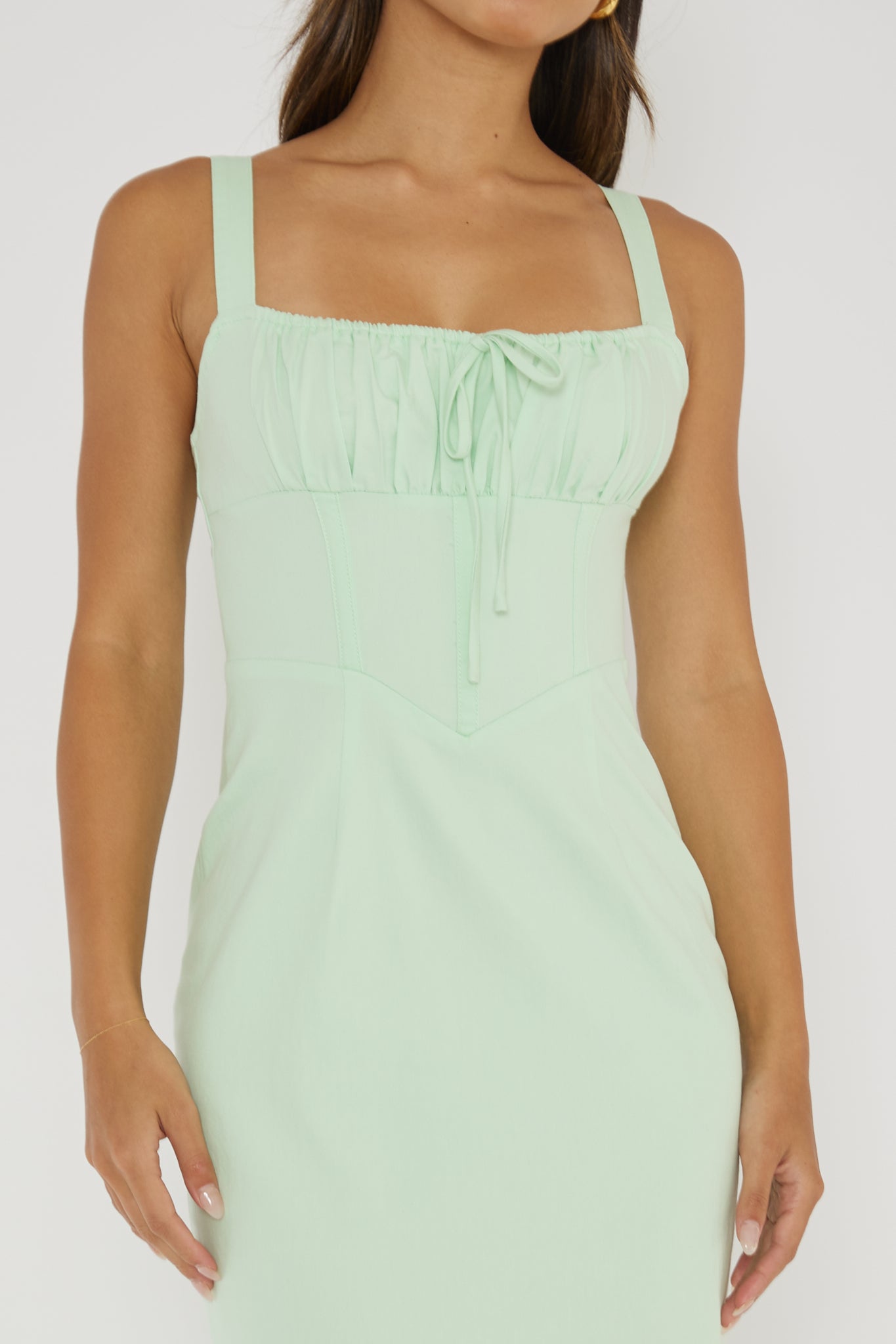 Sweet Pea Tied Bust Midi Dress Mint-Maymioy