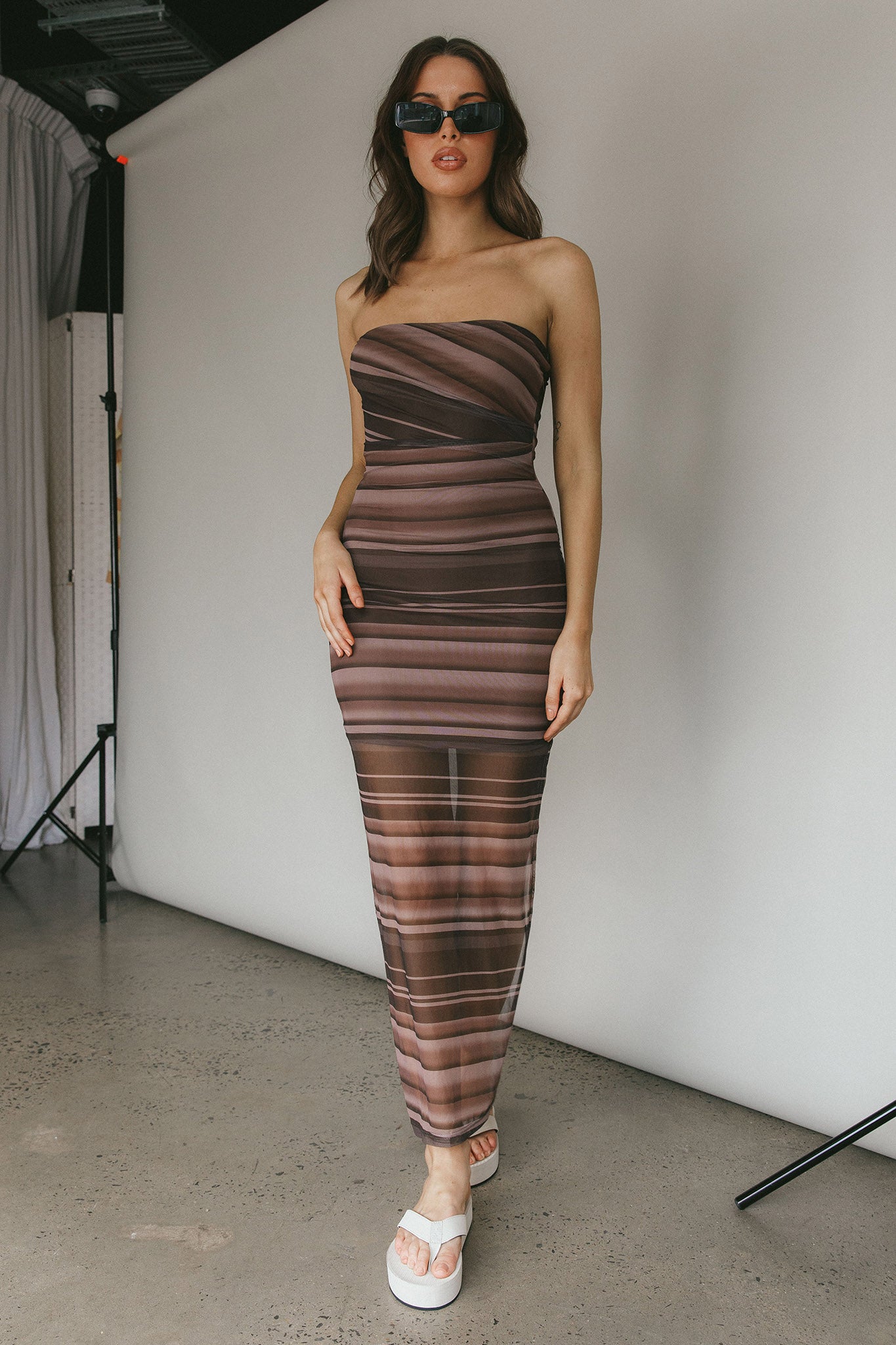 Island Life Strapless Maxi Dress Brown-Maymioy