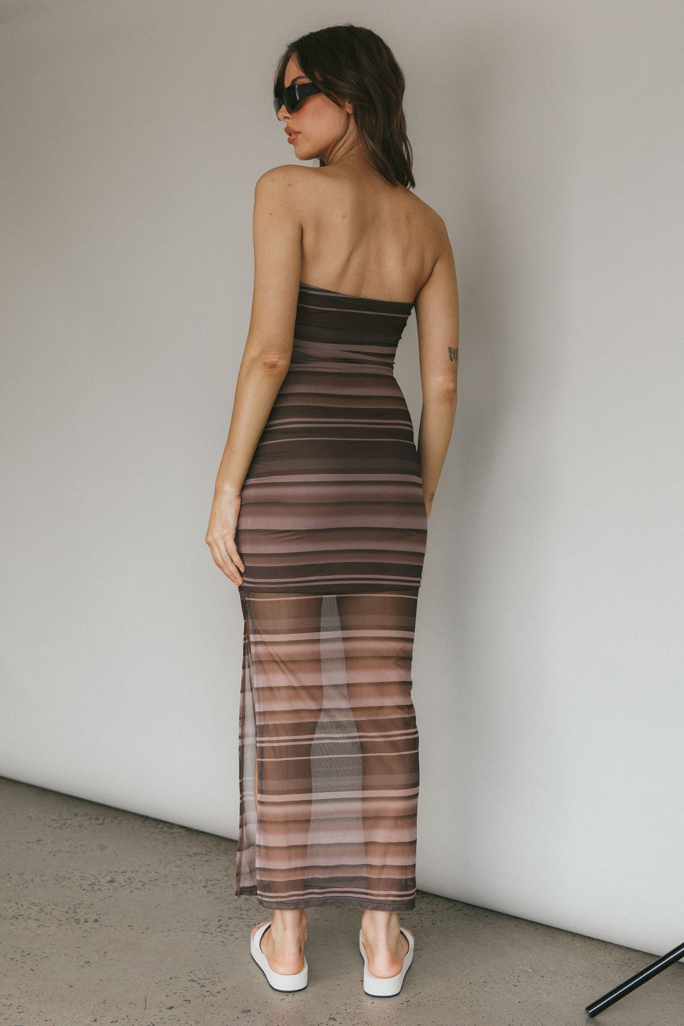 Island Life Strapless Maxi Dress Brown-Maymioy