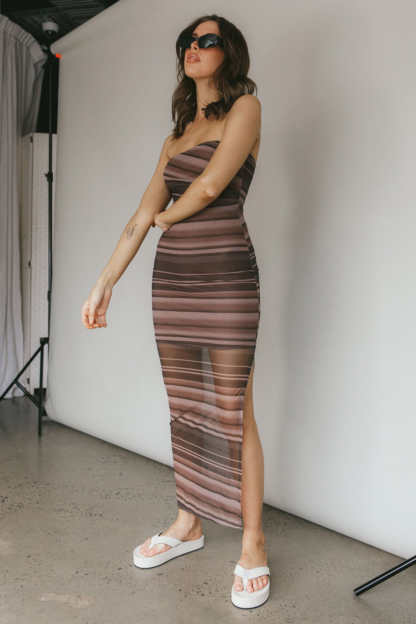 Island Life Strapless Maxi Dress Brown-Maymioy