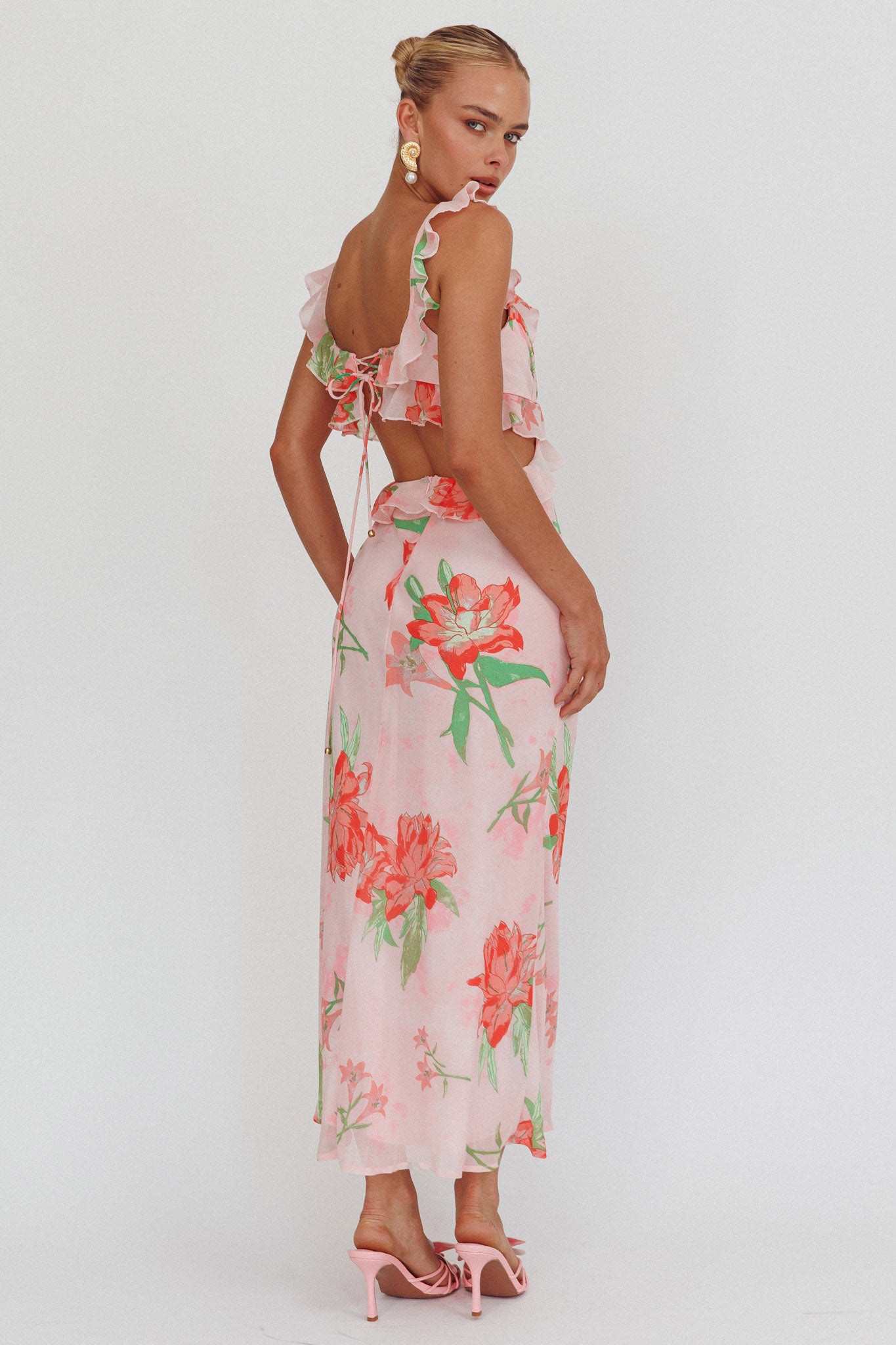 Second Chances Ruffle Trim Maxi Dress Lily Orange-Maymioy