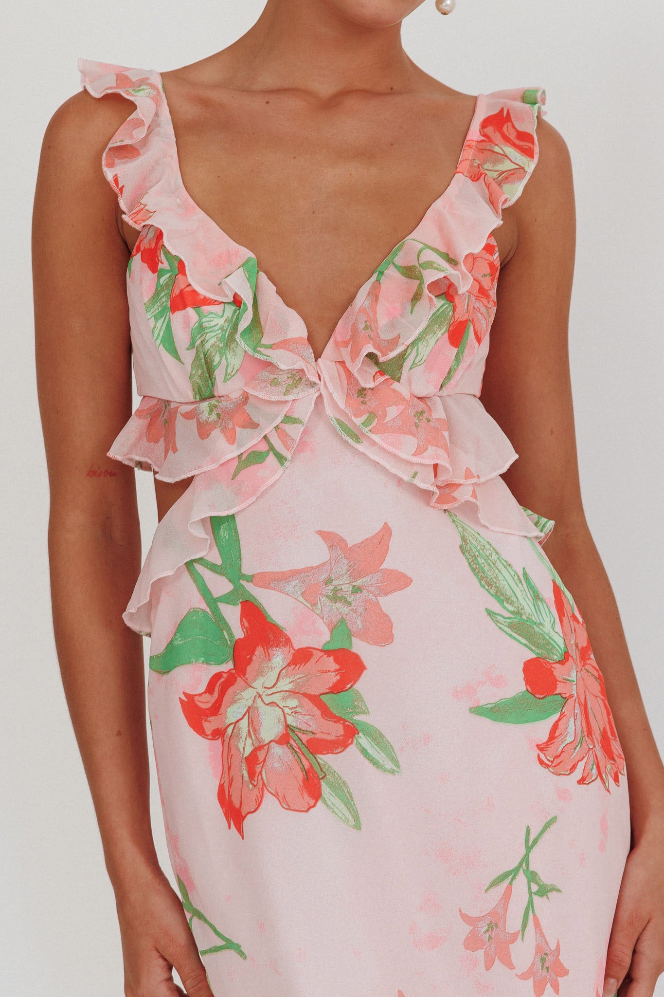 Second Chances Ruffle Trim Maxi Dress Lily Orange-Maymioy
