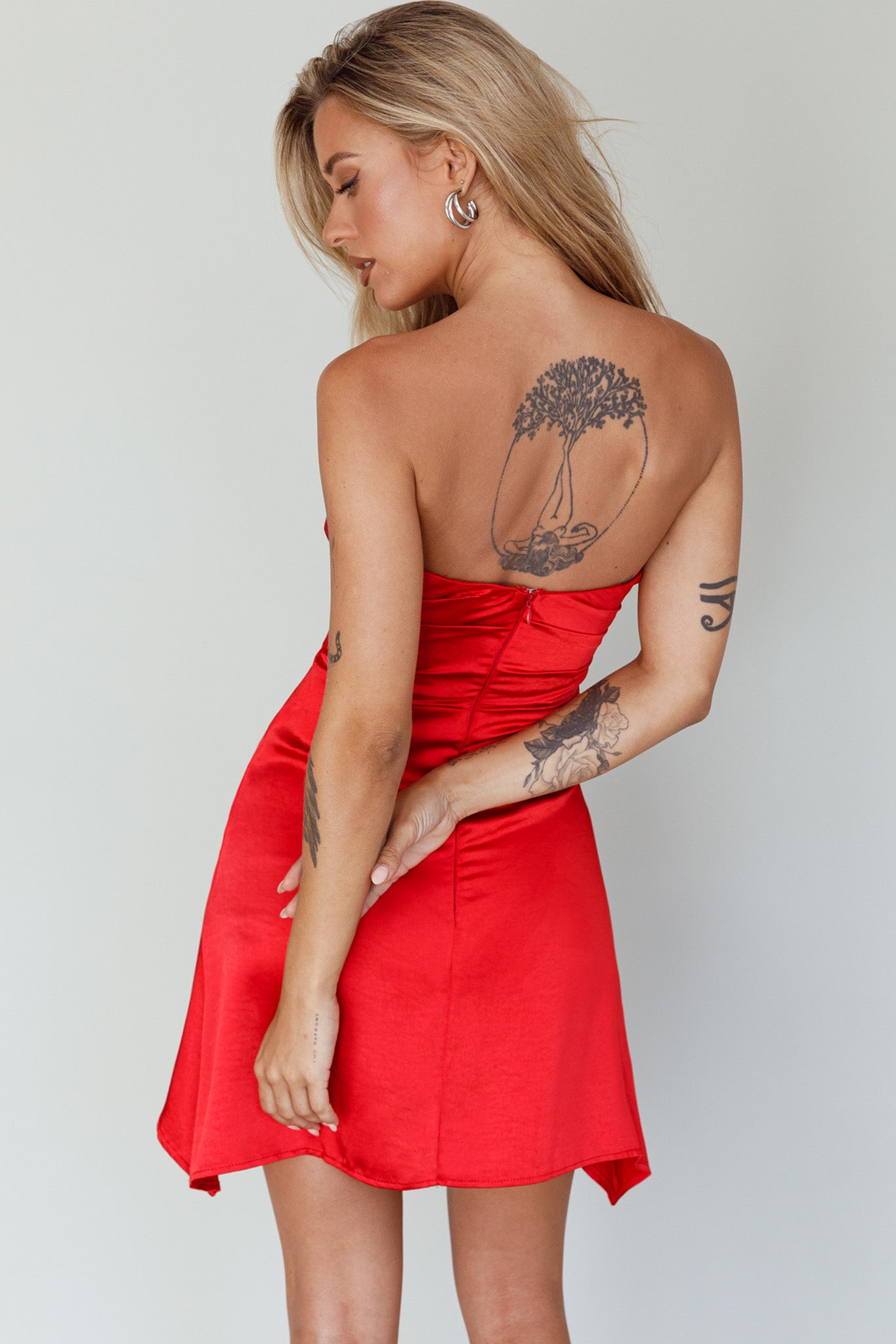 Tamia Strapless Mini Dress Cherry-Maymioy