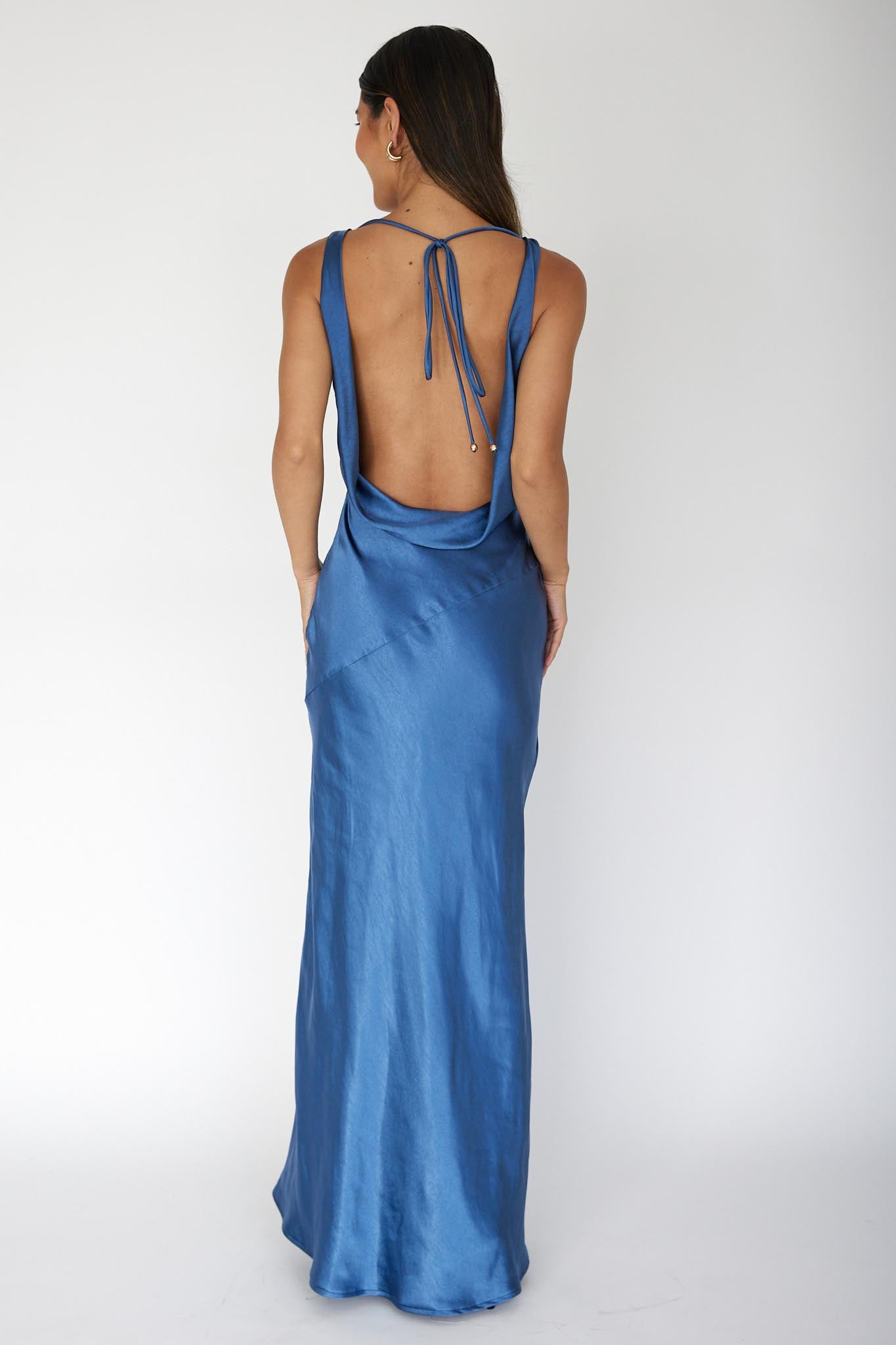 Cassiopeia Open Back Maxi Dress Navy-Maymioy