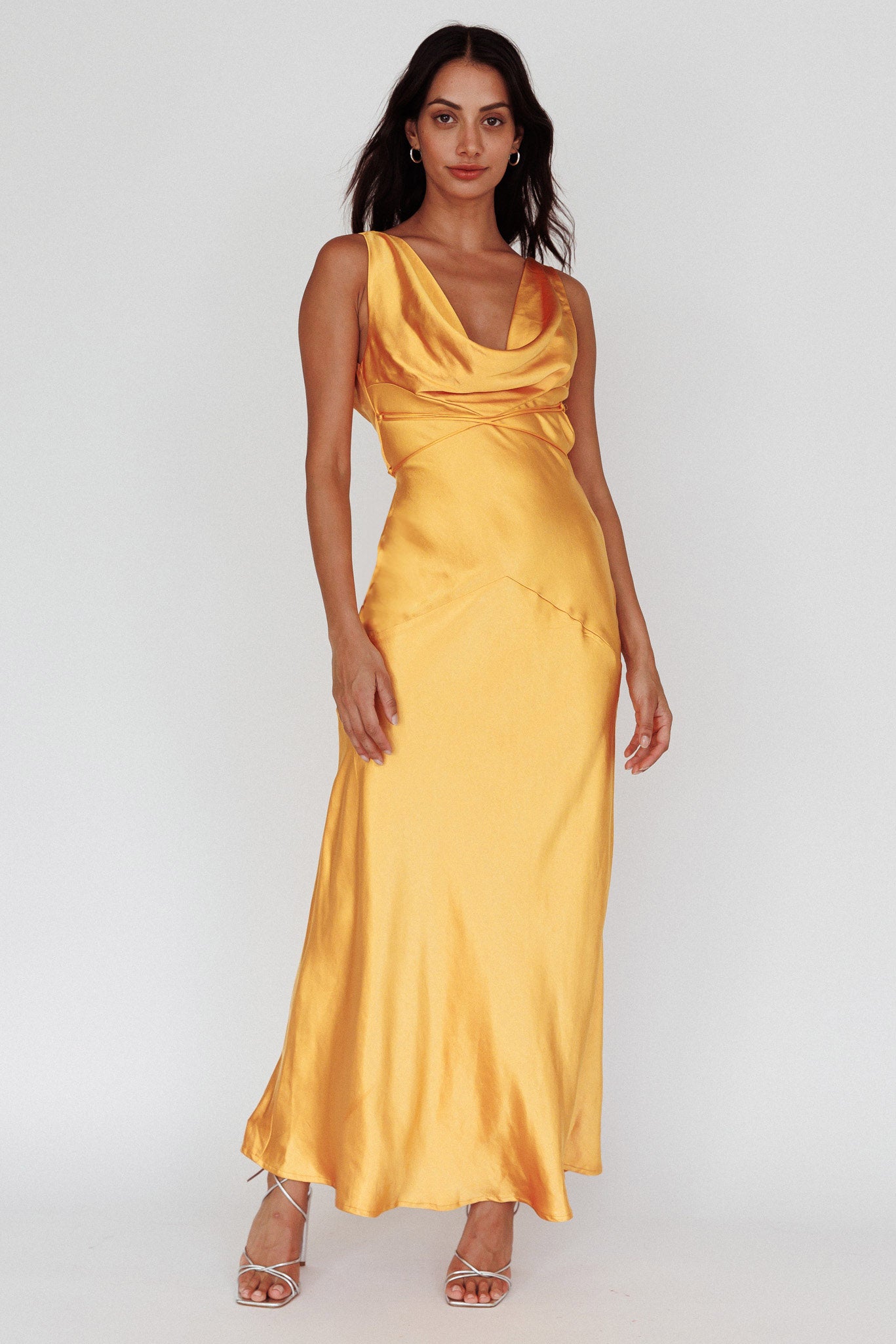 Cassiopeia Open Back String Tie Maxi Dress Mango-Maymioy