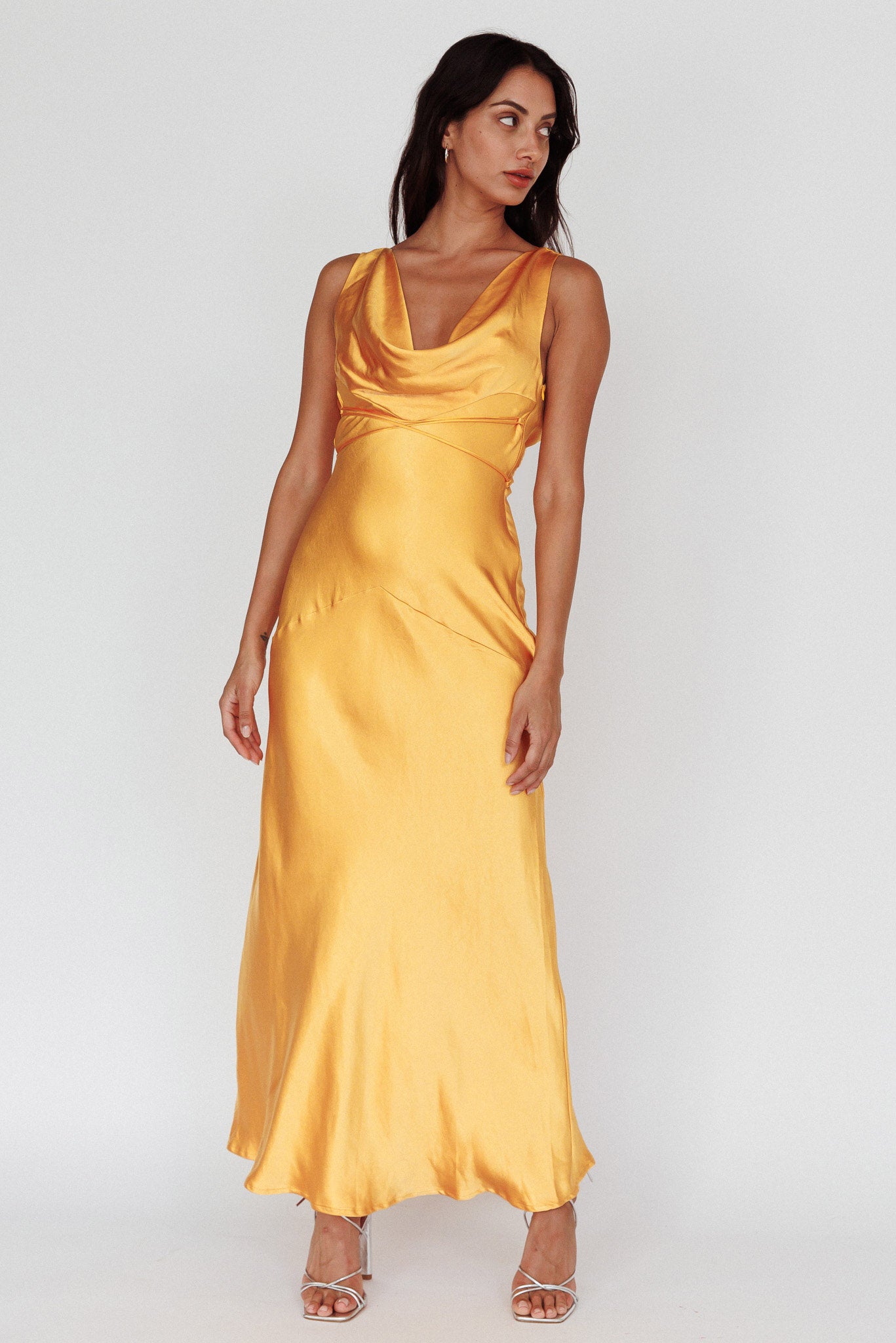 Cassiopeia Open Back String Tie Maxi Dress Mango-Maymioy