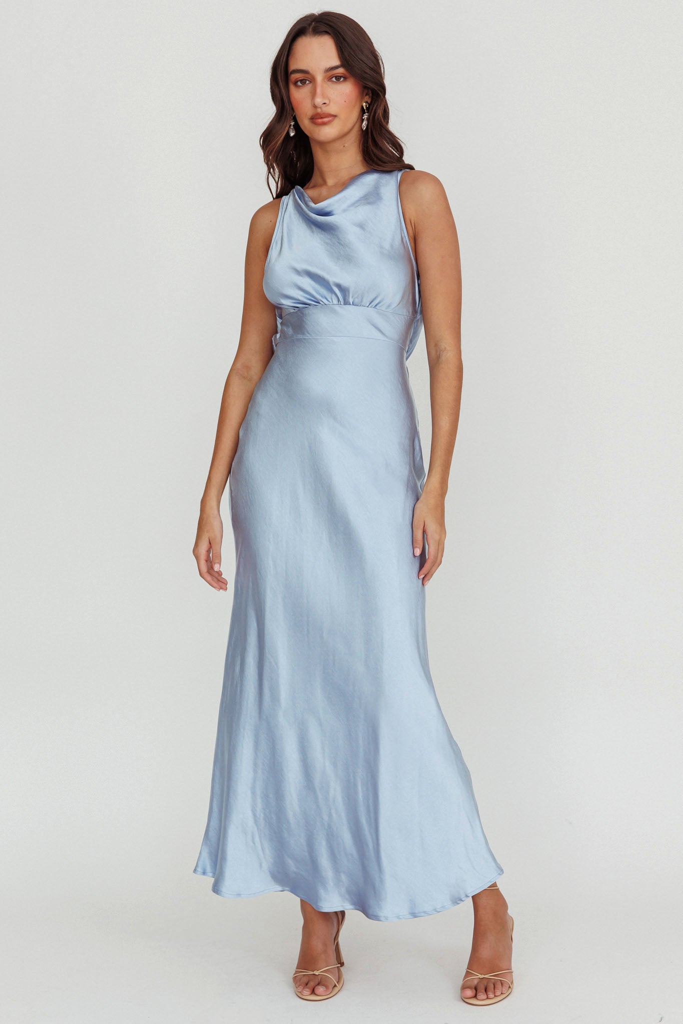 Isabella Satin Backless Maxi Dress Ocean-Maymioy