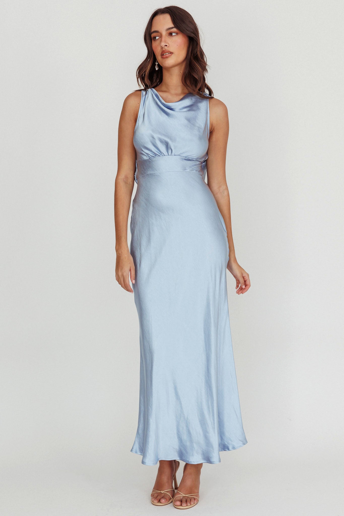 Isabella Satin Backless Maxi Dress Ocean-Maymioy