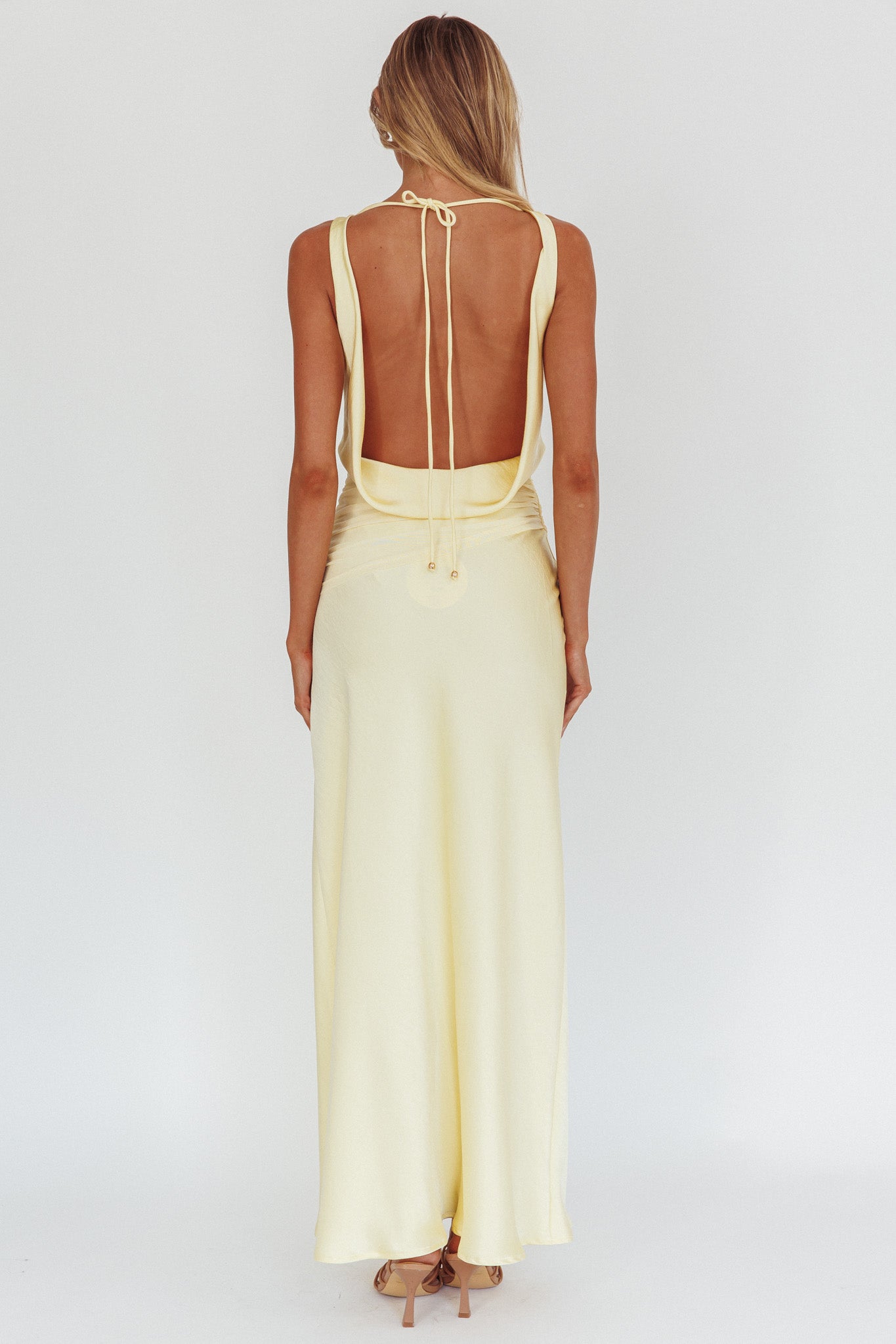 Isabella Open Cowl Back Maxi Dress Butter-Maymioy
