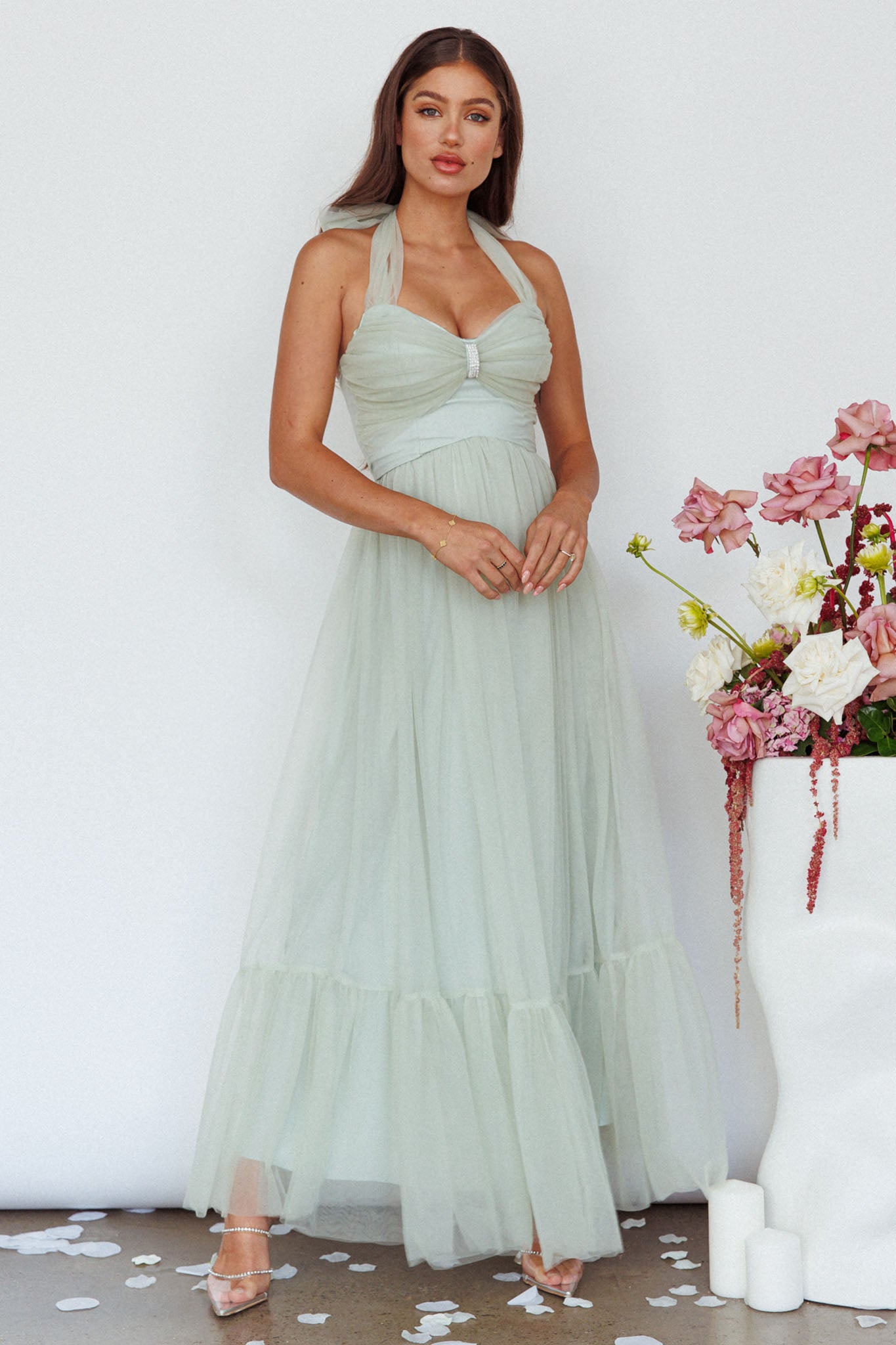Alegria Tulle Maxi Dress Pistachio-Maymioy