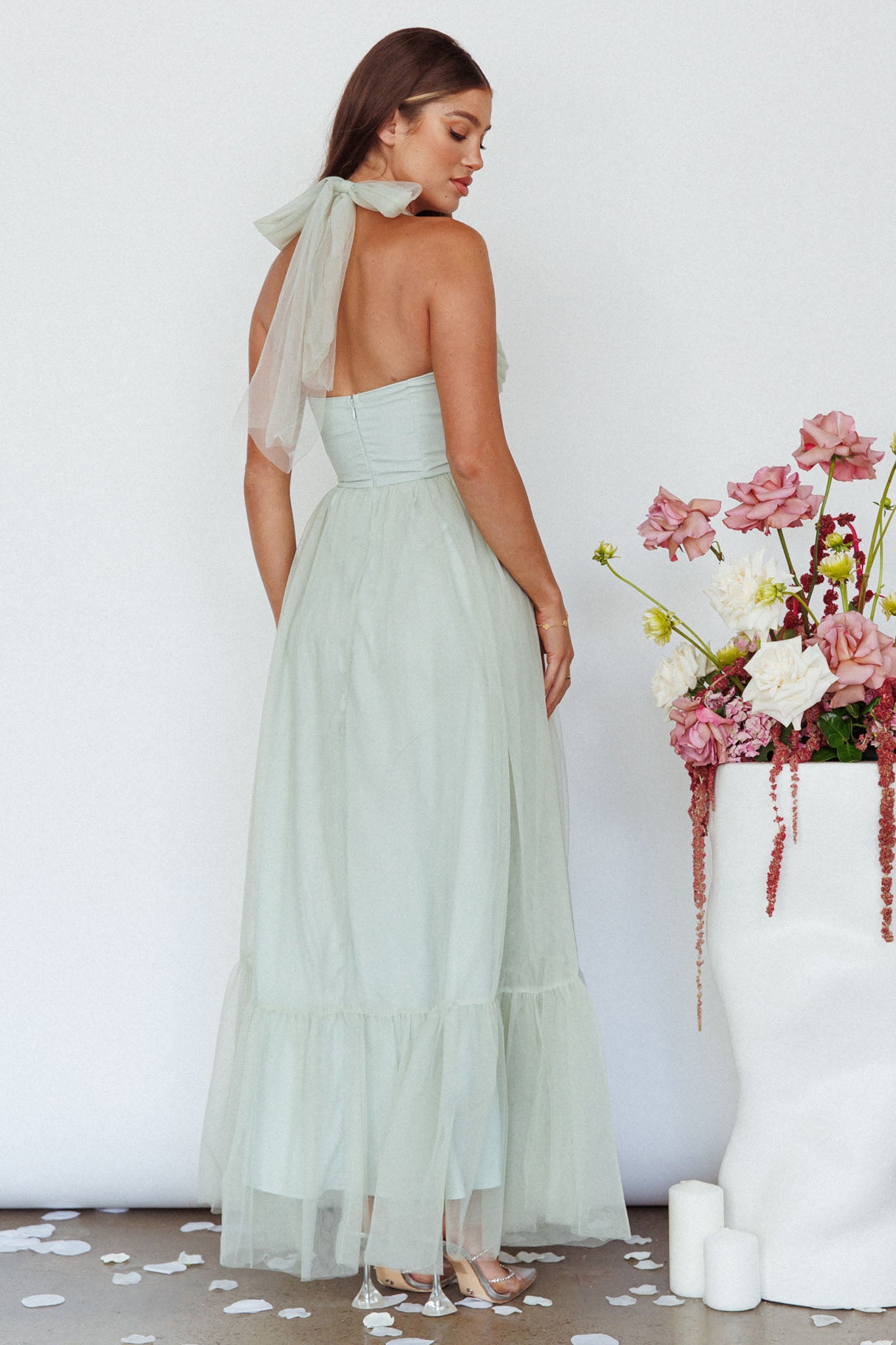Alegria Tulle Maxi Dress Pistachio-Maymioy