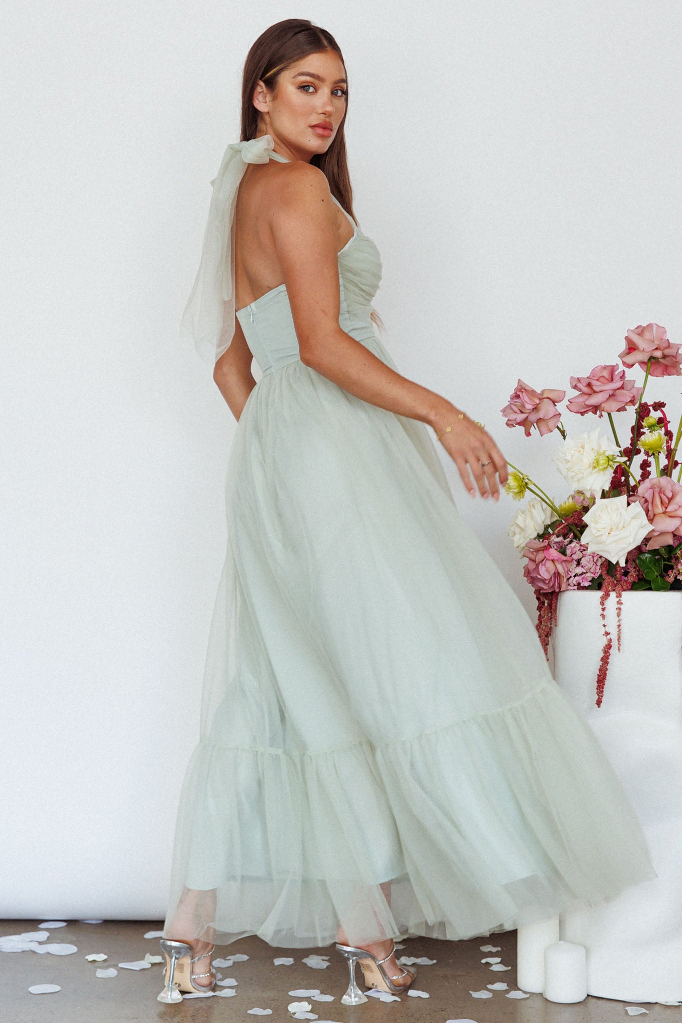 Alegria Tulle Maxi Dress Pistachio-Maymioy