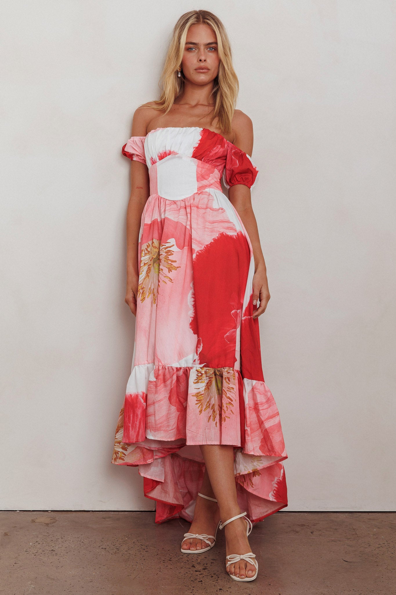 Sunday Mornings Ruched Bust Maxi Dress Floral Blush-Maymioy