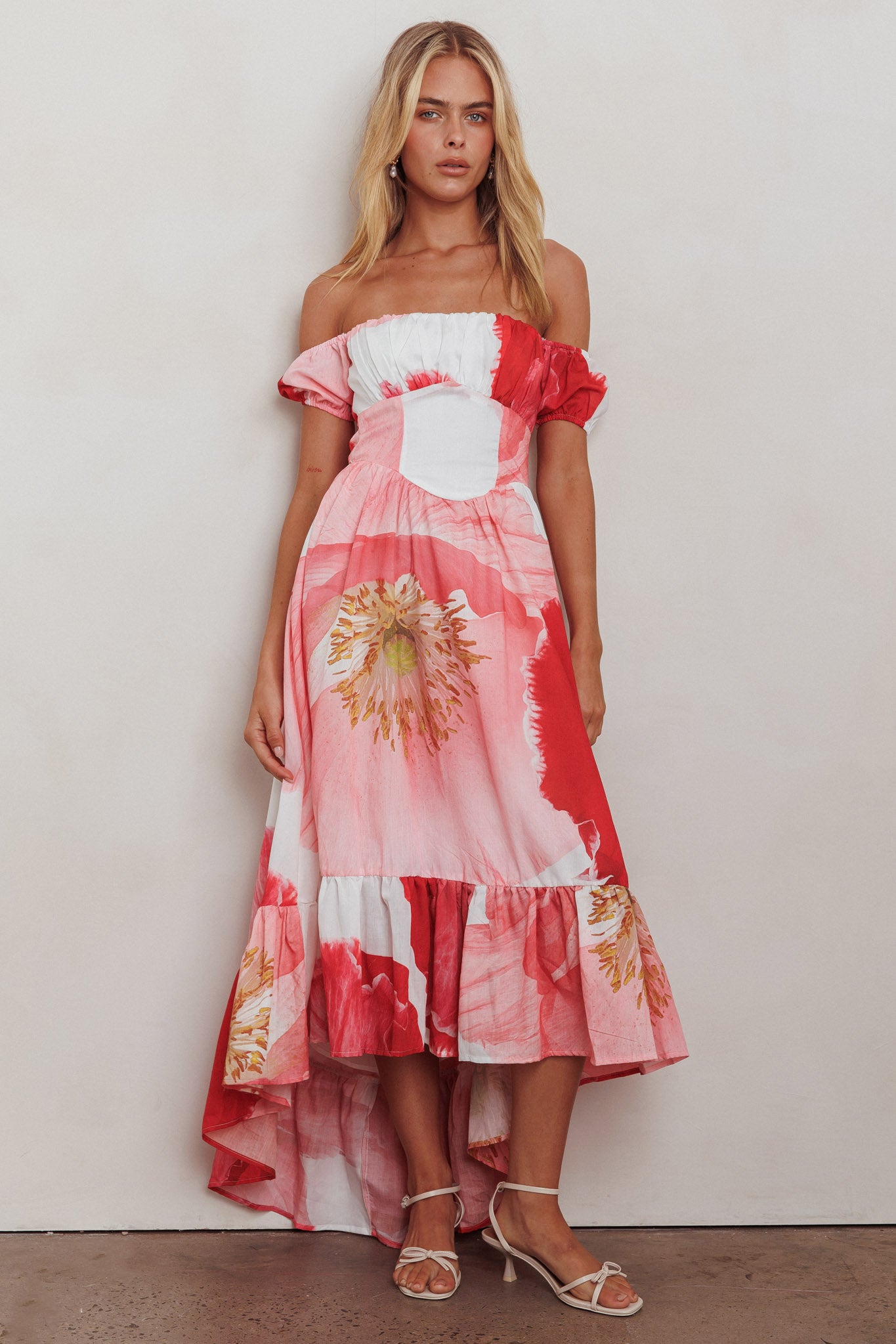 Sunday Mornings Ruched Bust Maxi Dress Floral Blush-Maymioy