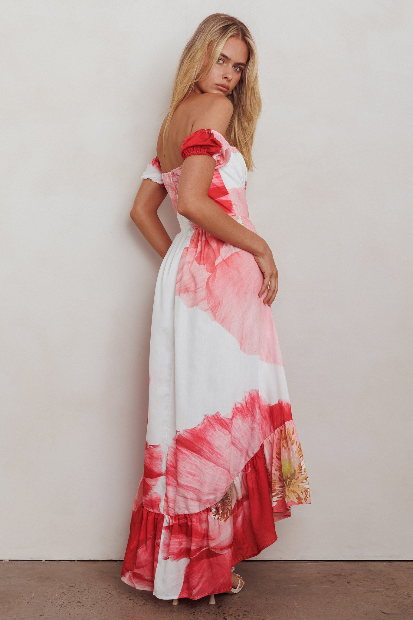 Sunday Mornings Ruched Bust Maxi Dress Floral Blush-Maymioy