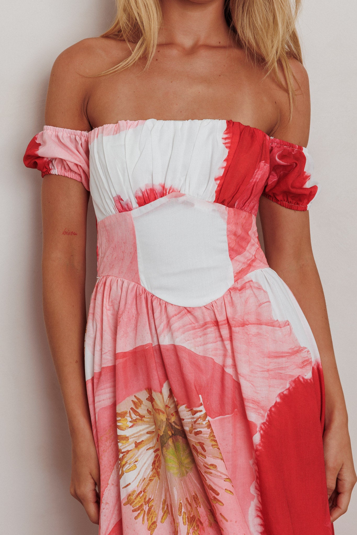 Sunday Mornings Ruched Bust Maxi Dress Floral Blush-Maymioy