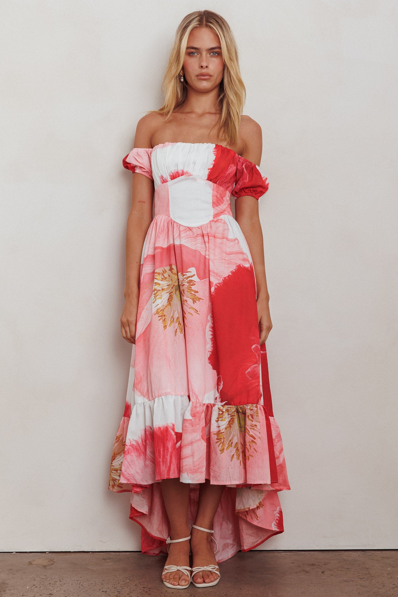 Sunday Mornings Ruched Bust Maxi Dress Floral Blush-Maymioy