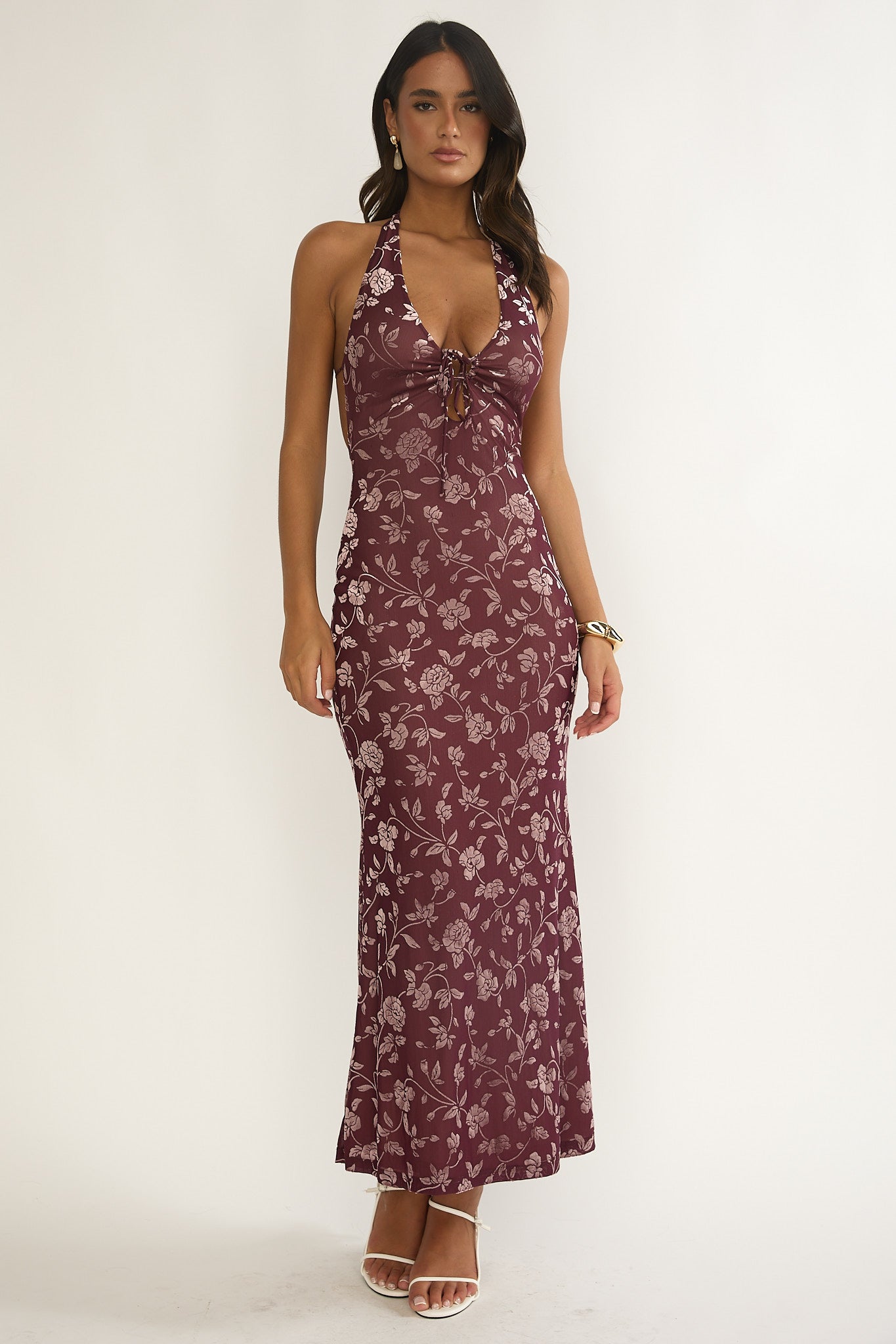 Sing To Me Keyhole Halter Maxi Dress Purple-Maymioy