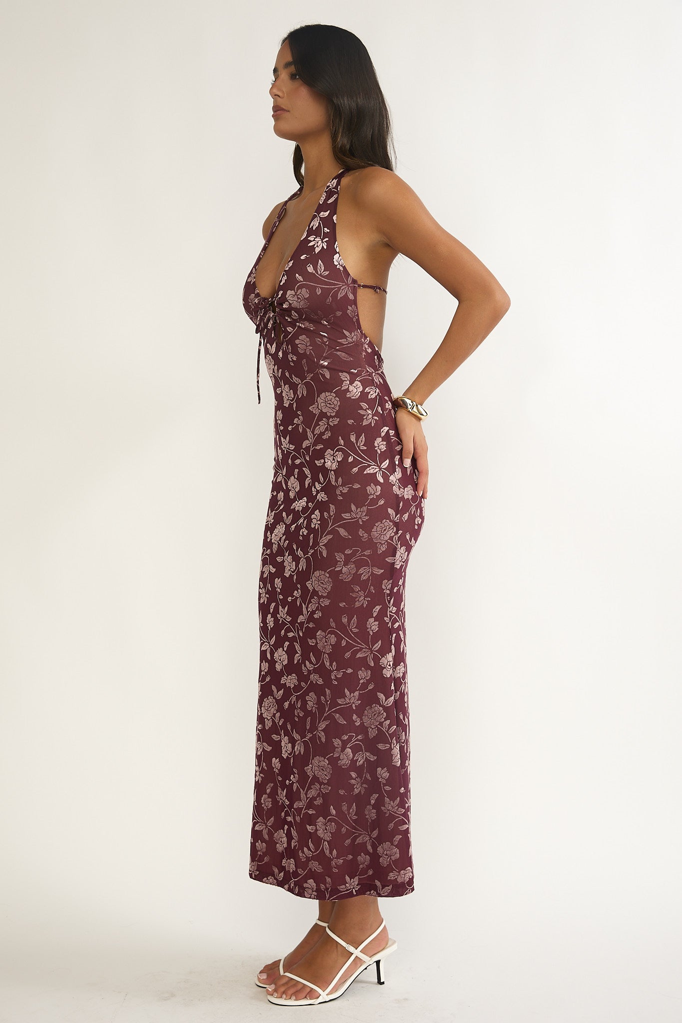 Sing To Me Keyhole Halter Maxi Dress Purple-Maymioy