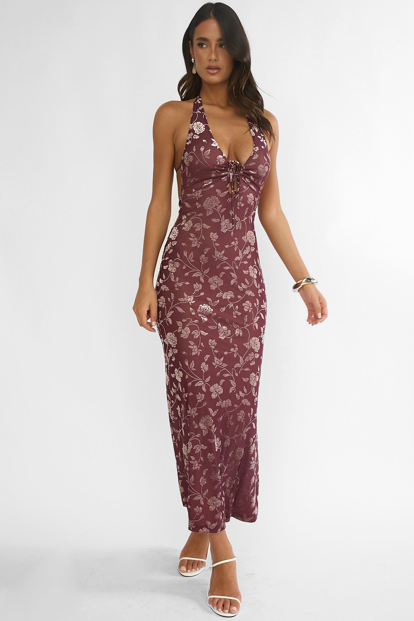 Sing To Me Keyhole Halter Maxi Dress Purple-Maymioy