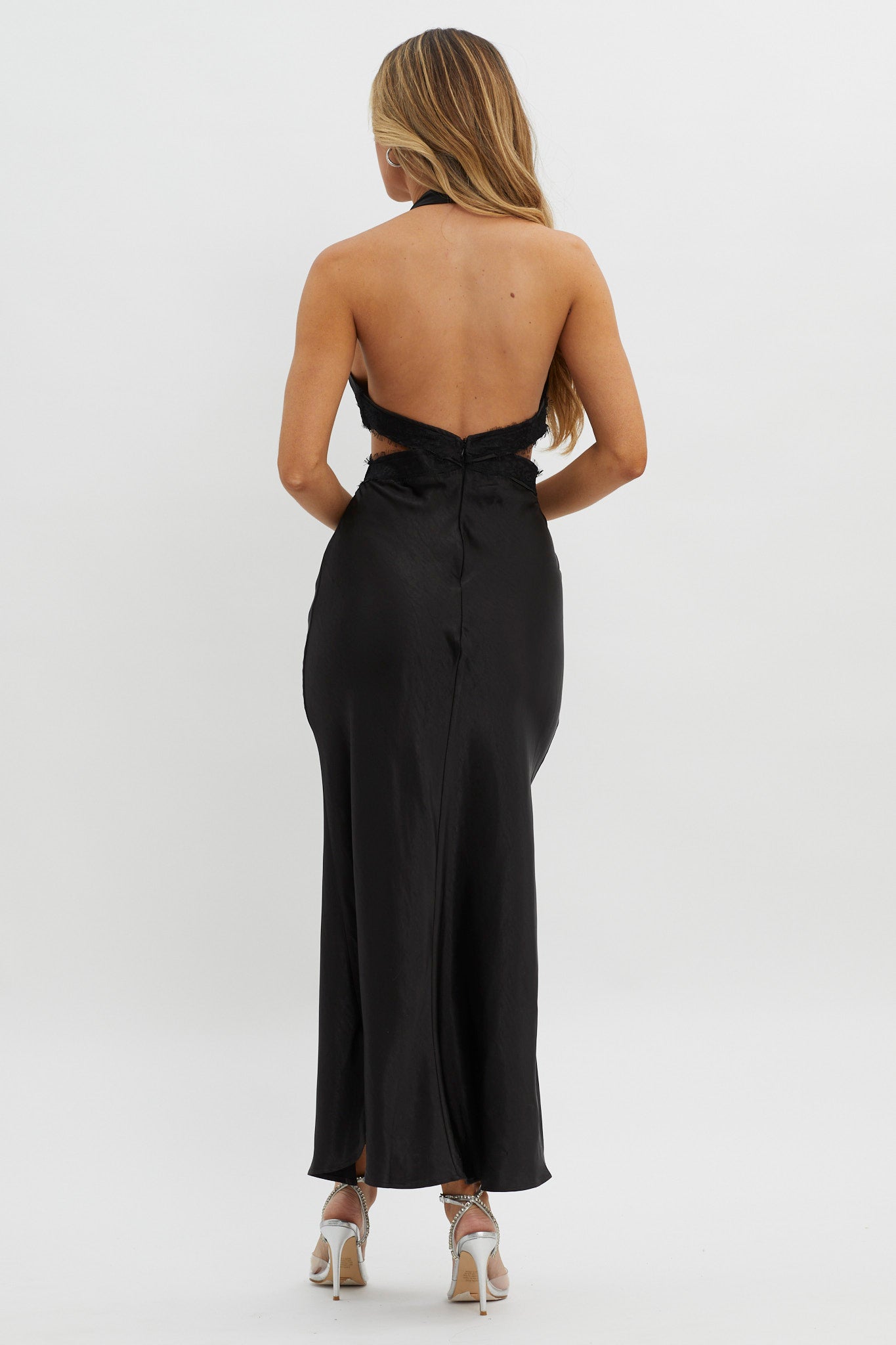 Of Your Dreams Cut-Out Halter Dress Black-Maymioy
