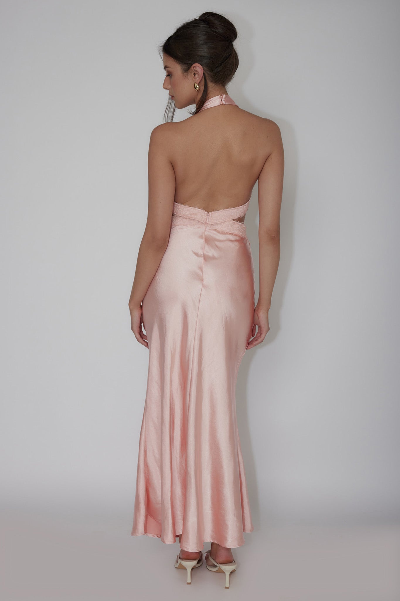 Of Your Dreams Cut-Out Halter Dress Peach-Maymioy