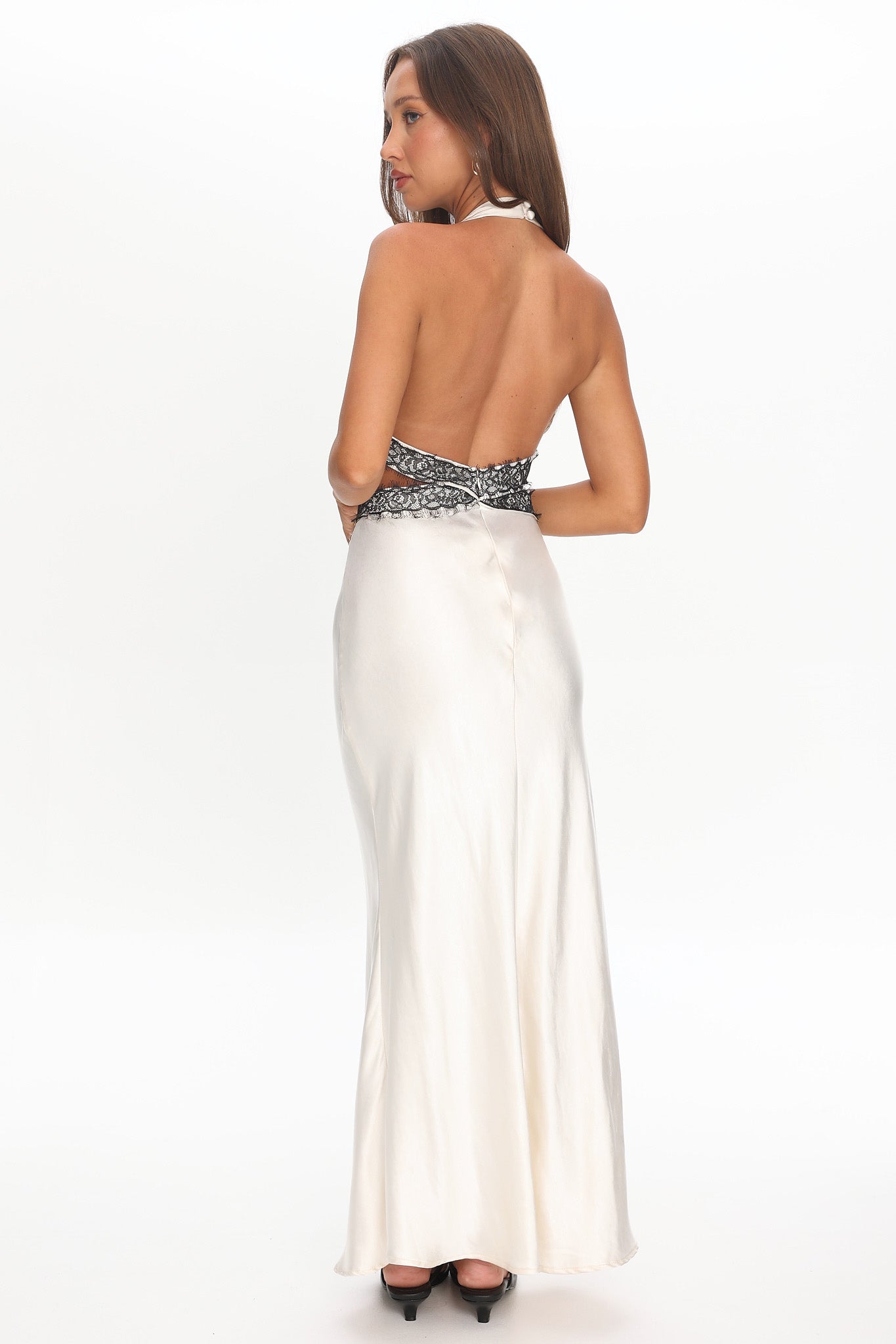 Of Your Dreams Cut-Out Halter Dress Oyster-Maymioy