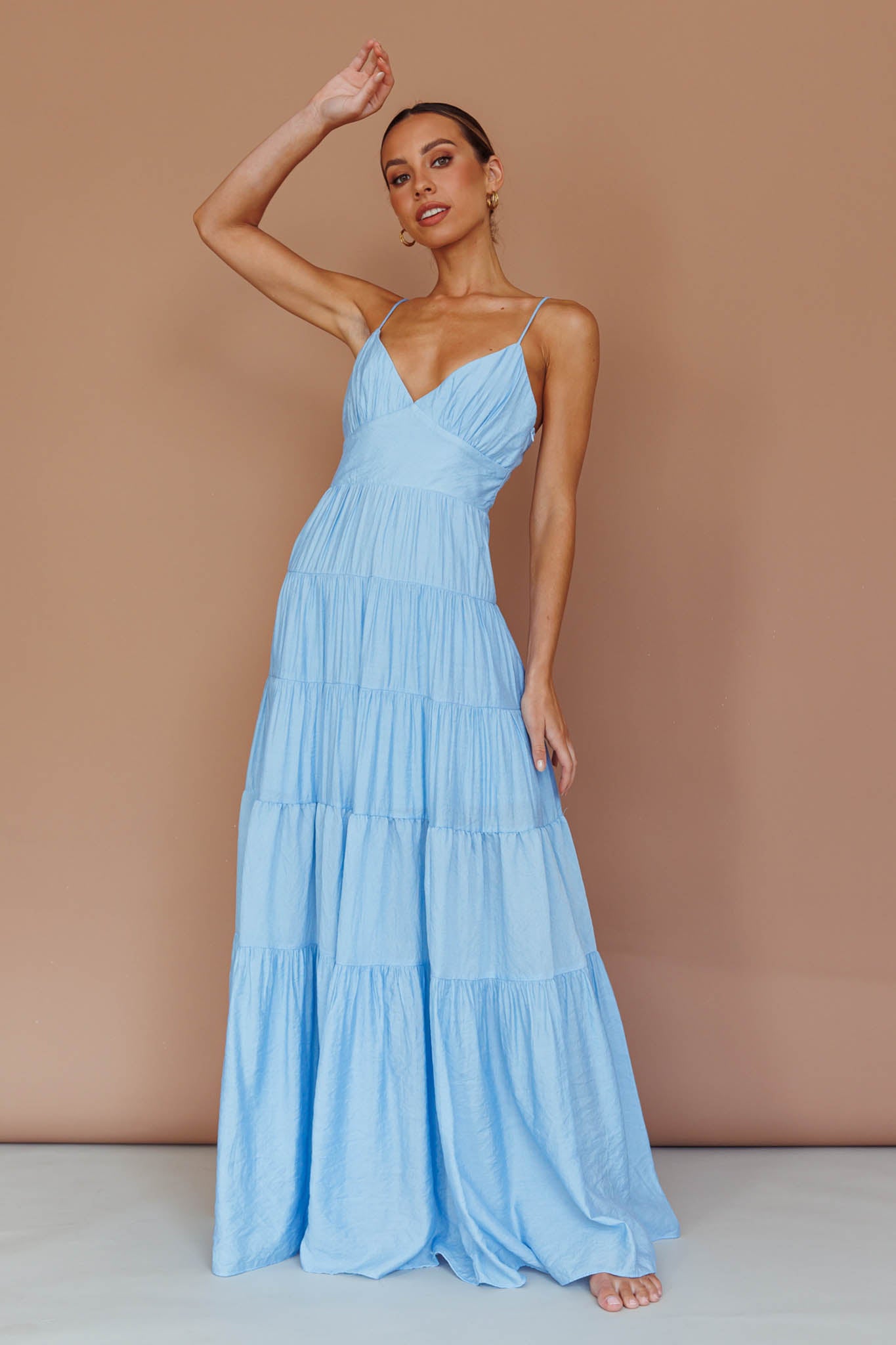Main Attraction Cami Strap Maxi Dress Blue-Maymioy