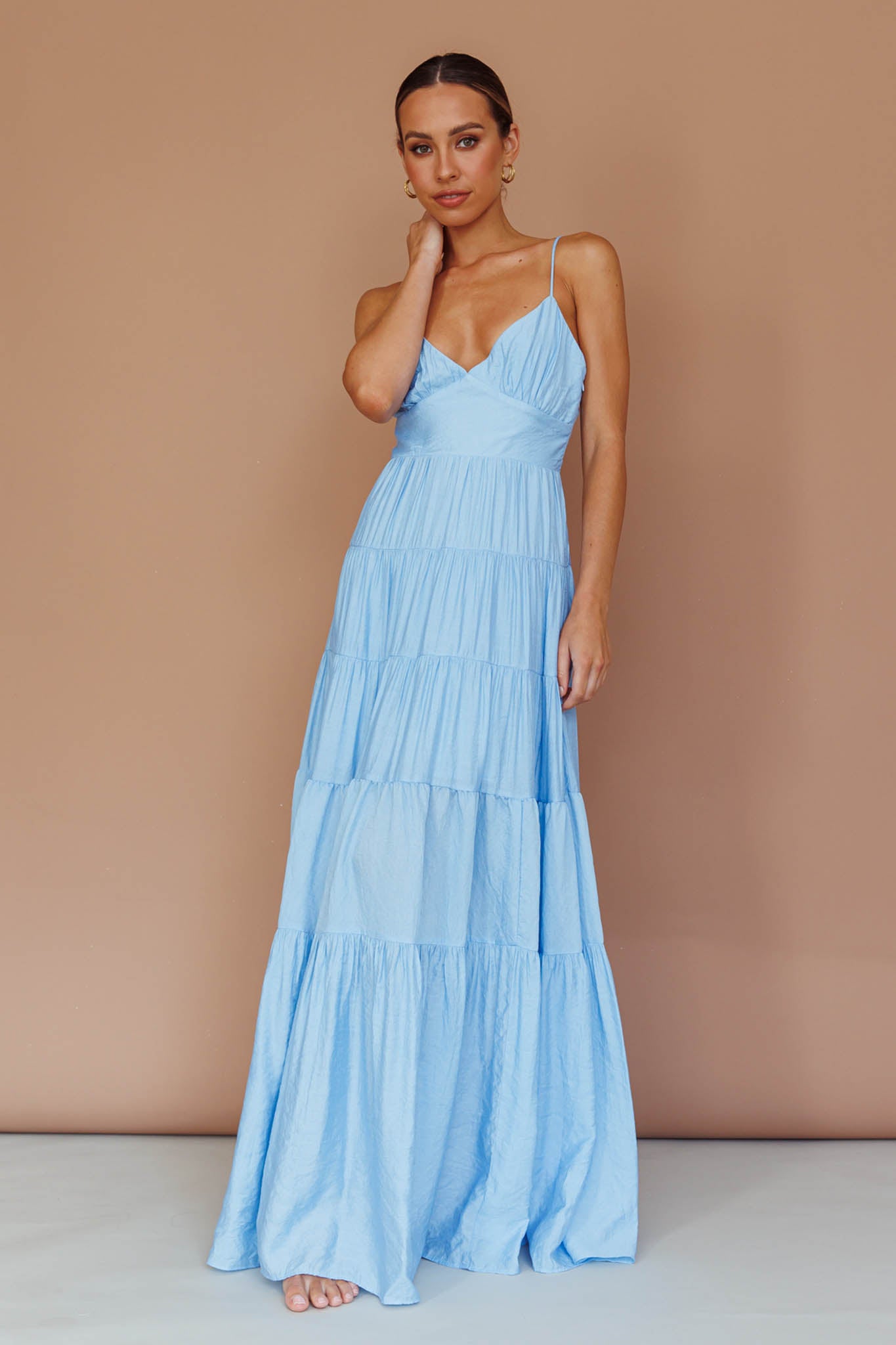 Main Attraction Cami Strap Maxi Dress Blue-Maymioy