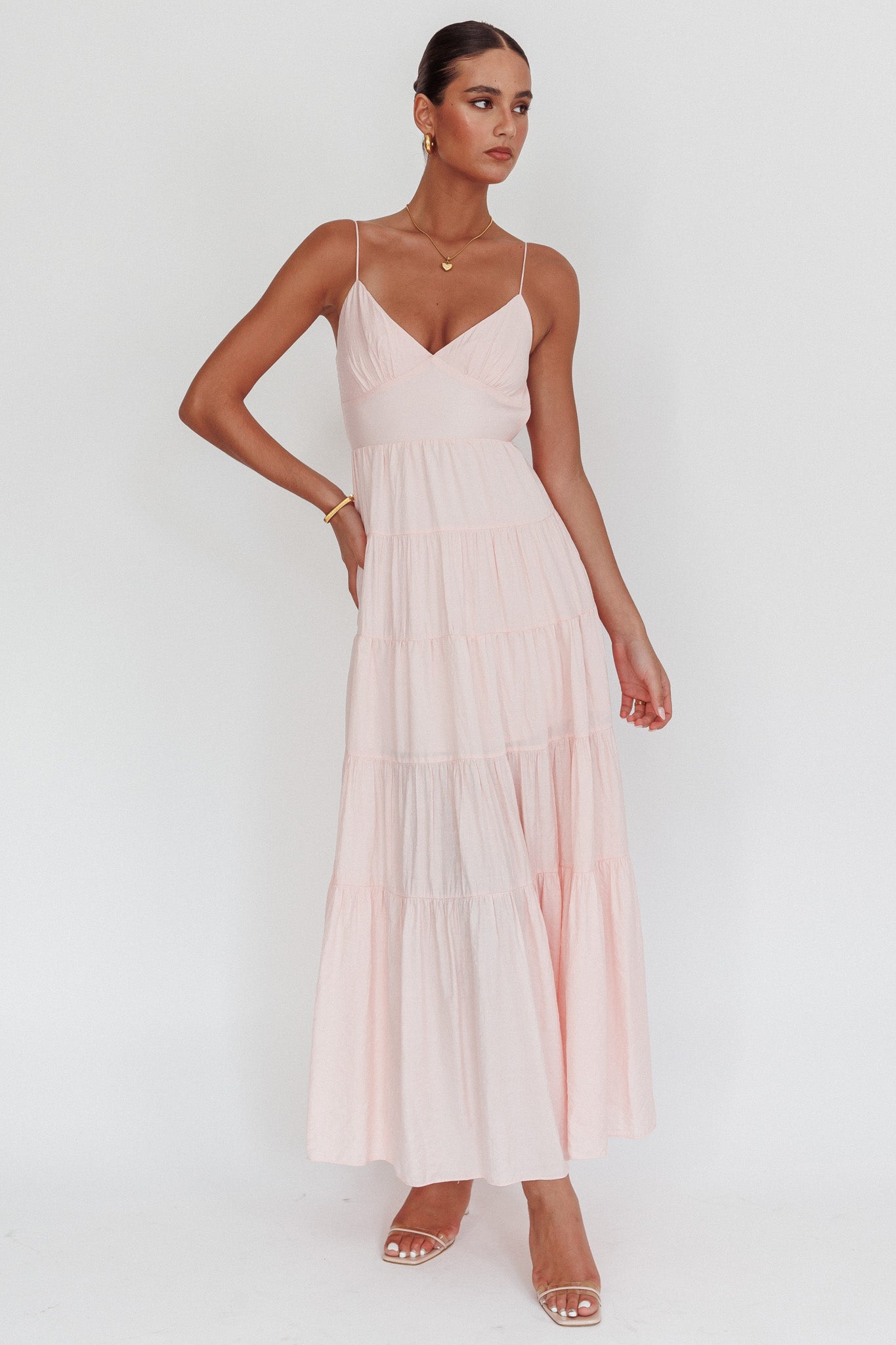 Main Attraction Cami Strap Maxi Dress Blush-Maymioy