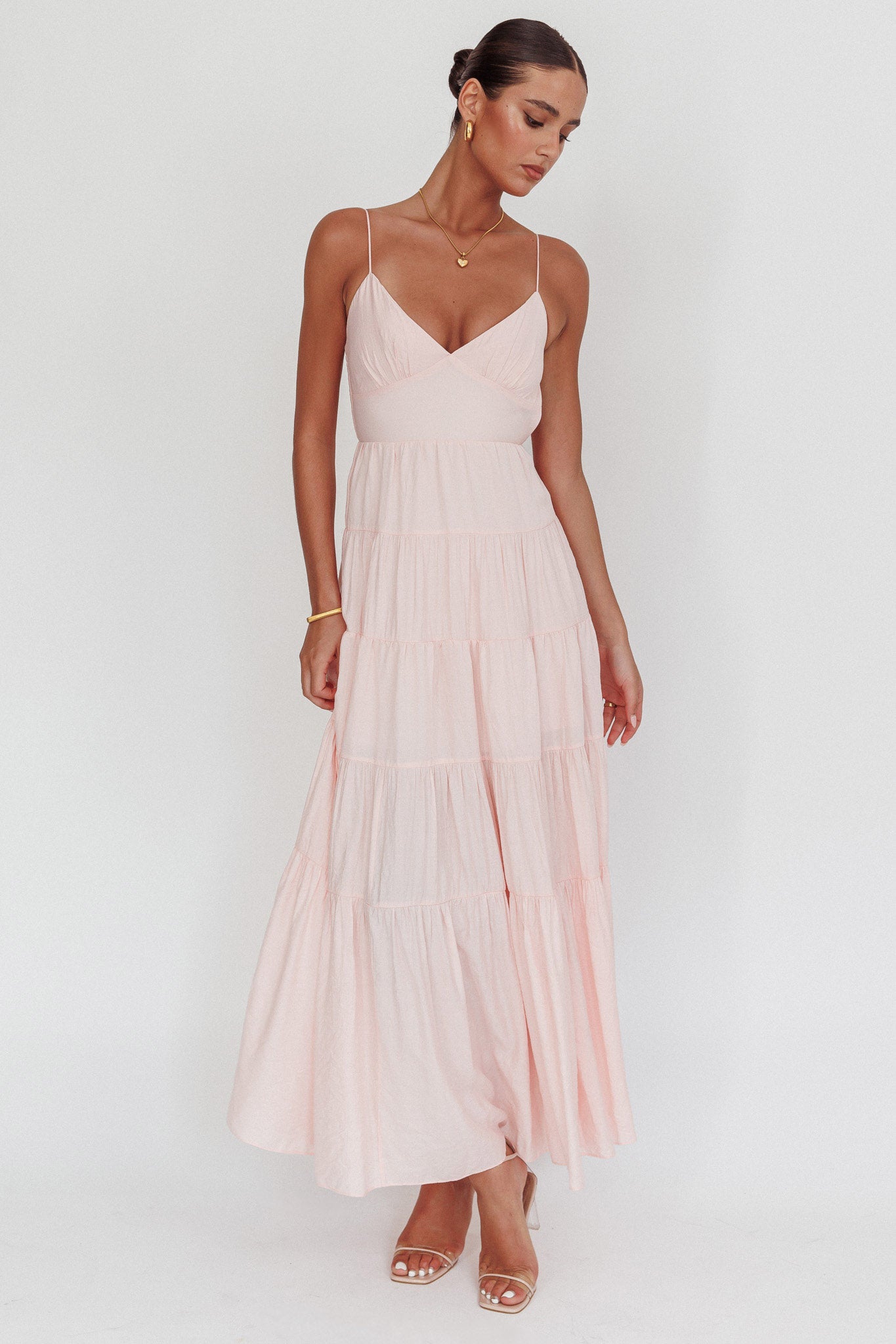 Main Attraction Cami Strap Maxi Dress Blush-Maymioy