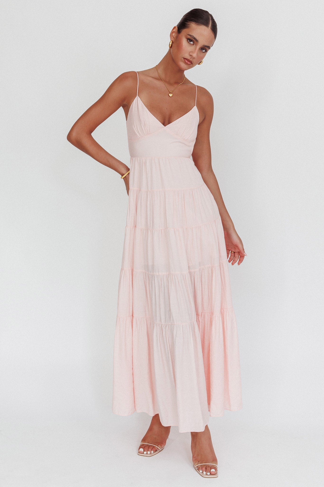 Main Attraction Cami Strap Maxi Dress Blush-Maymioy