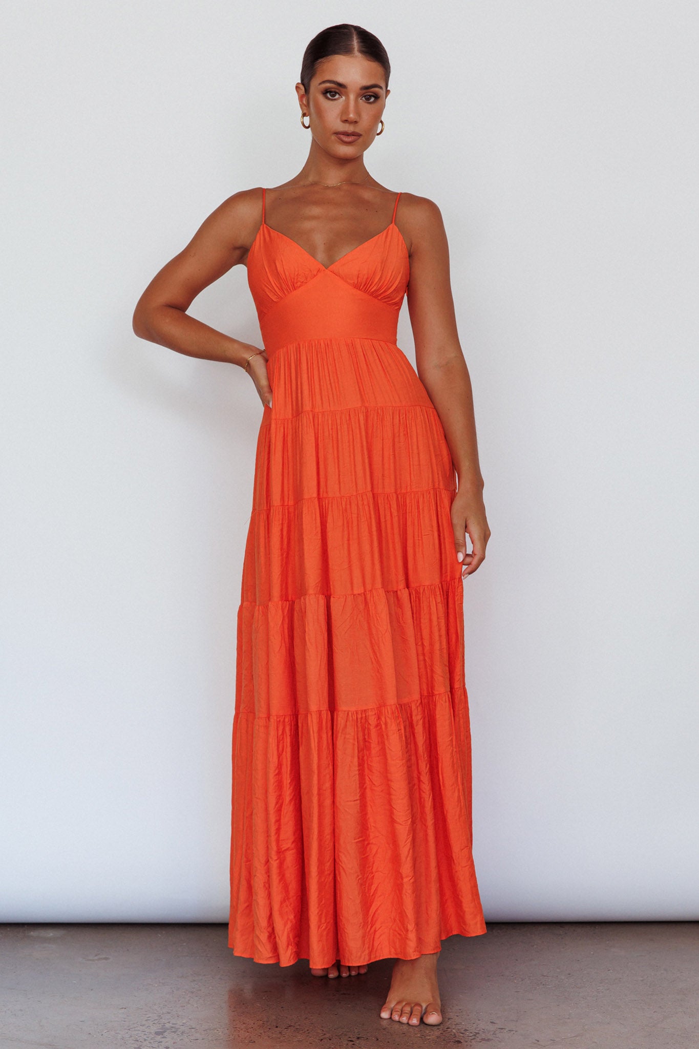 Main Attraction Cami Strap Maxi Dress Tangerine-Maymioy