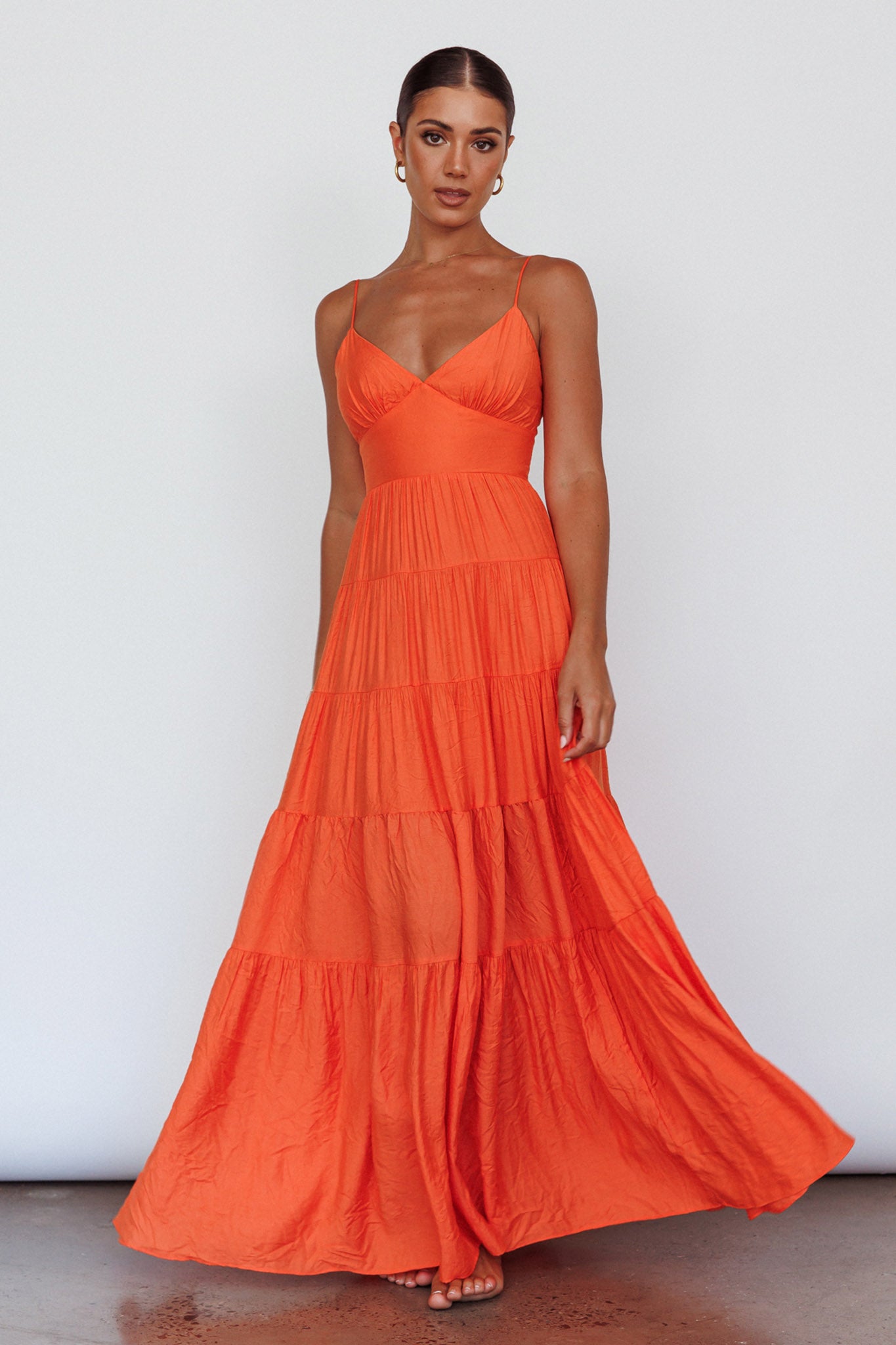Main Attraction Cami Strap Maxi Dress Tangerine-Maymioy