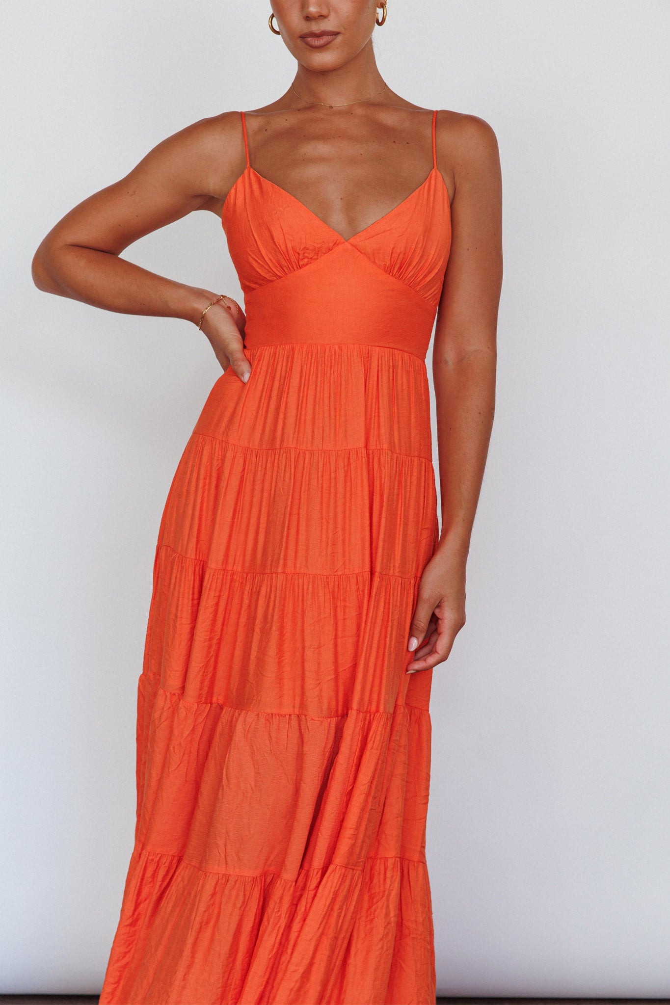 Main Attraction Cami Strap Maxi Dress Tangerine-Maymioy
