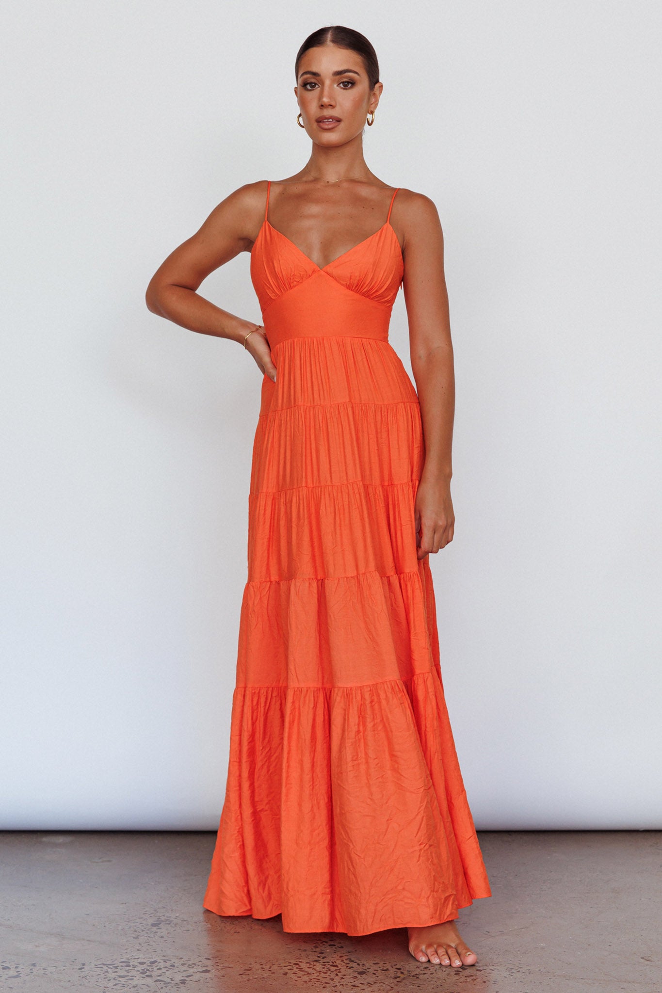 Main Attraction Cami Strap Maxi Dress Tangerine-Maymioy