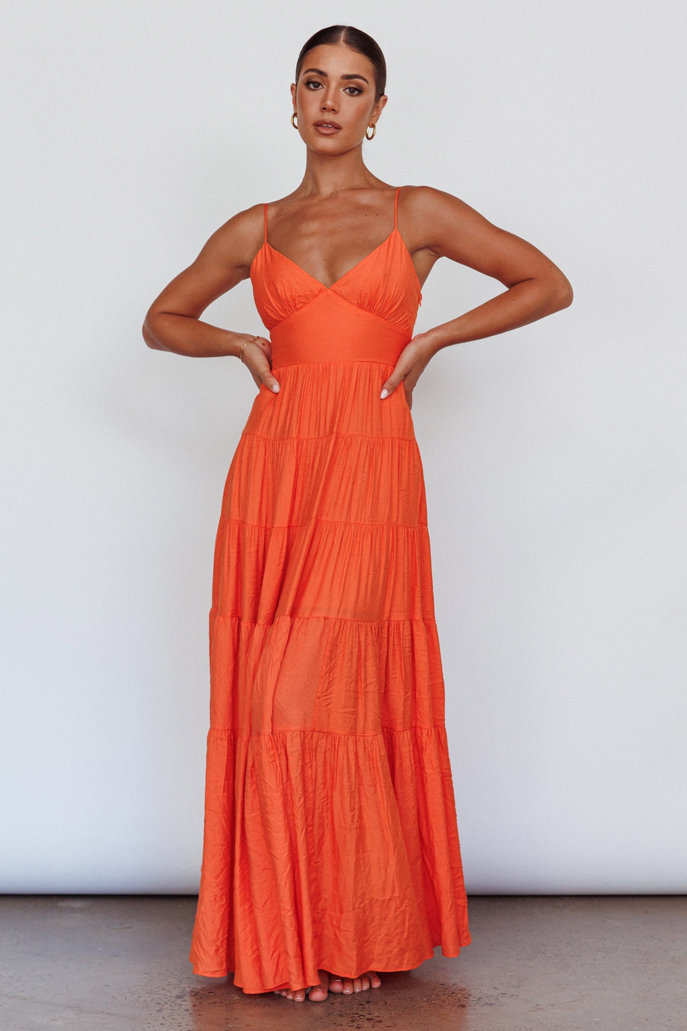 Main Attraction Cami Strap Maxi Dress Tangerine-Maymioy